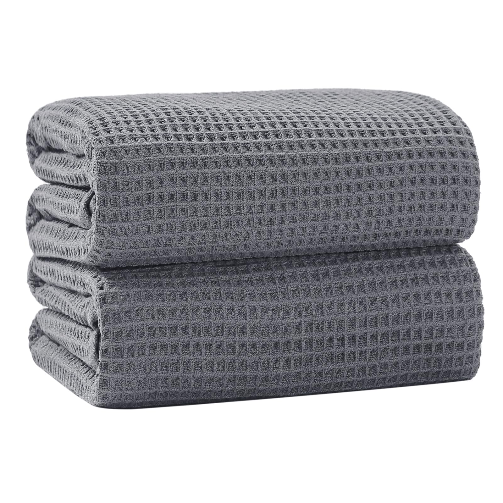 Robmic 40 x 80 Inches Extra Large Bath Sheets Towels Microfiber Waffle Oversized Bath Towels for Bathroom Quick Dry Lightweight (Dark Grey, Bath