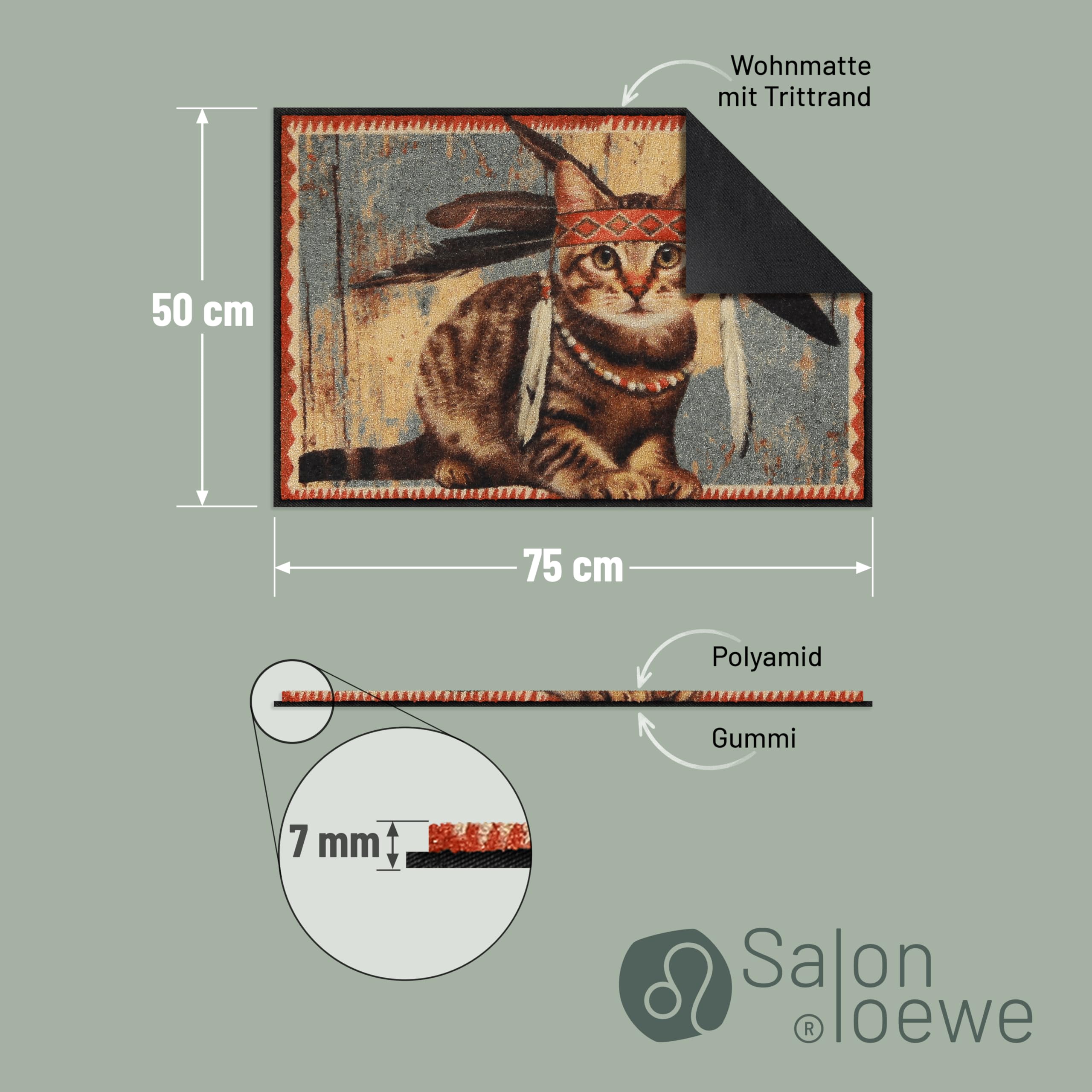 Salonloewe Fussmatte Lakota I Schmutzfangmatte & Fußabtreter für Innen 50 x 75 cm
