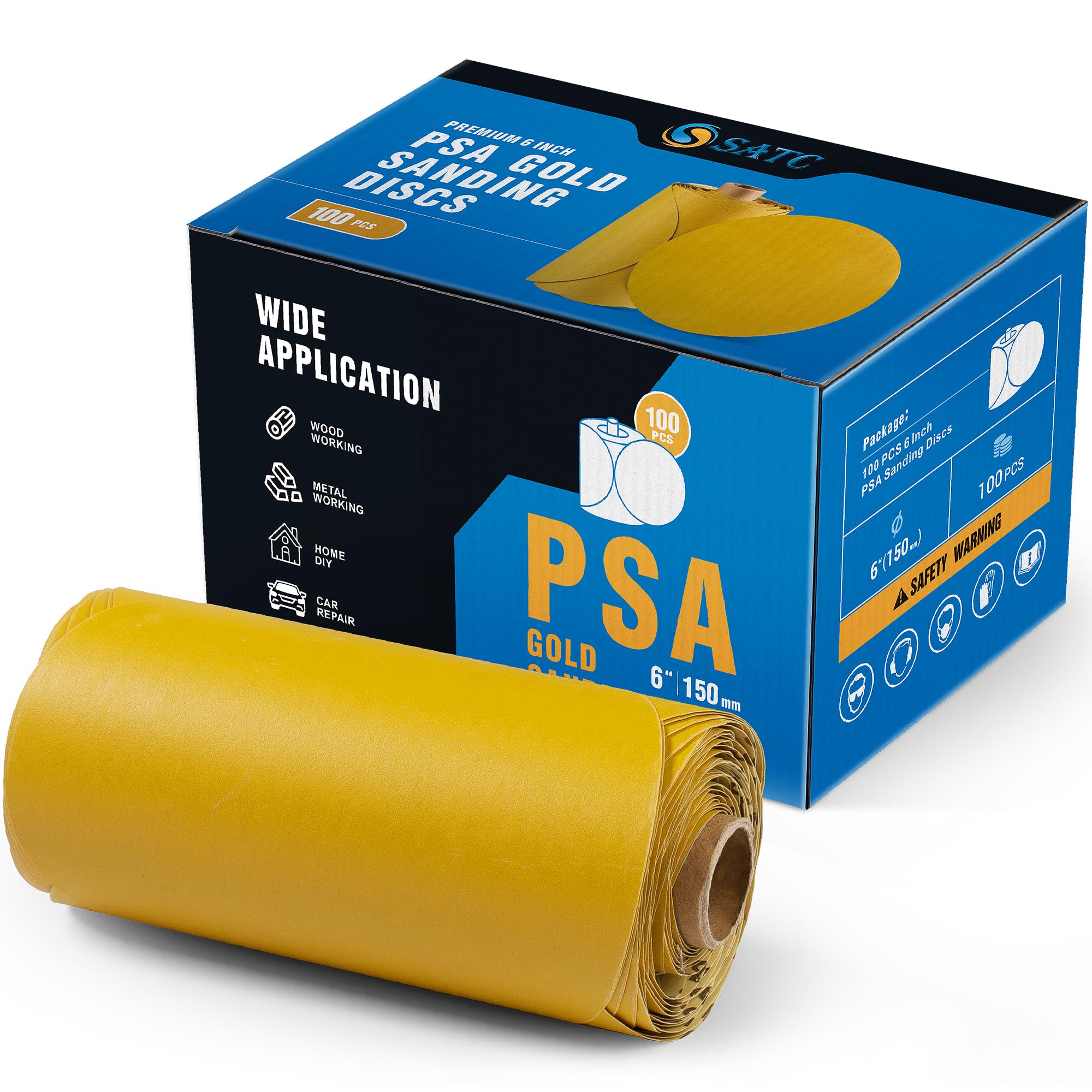 S SATC PSA Discs 6 Inch Sanding Disc 100 PCS Sanding Discs Self Stick 600 Grit Premium Aluminum Oxide Grain