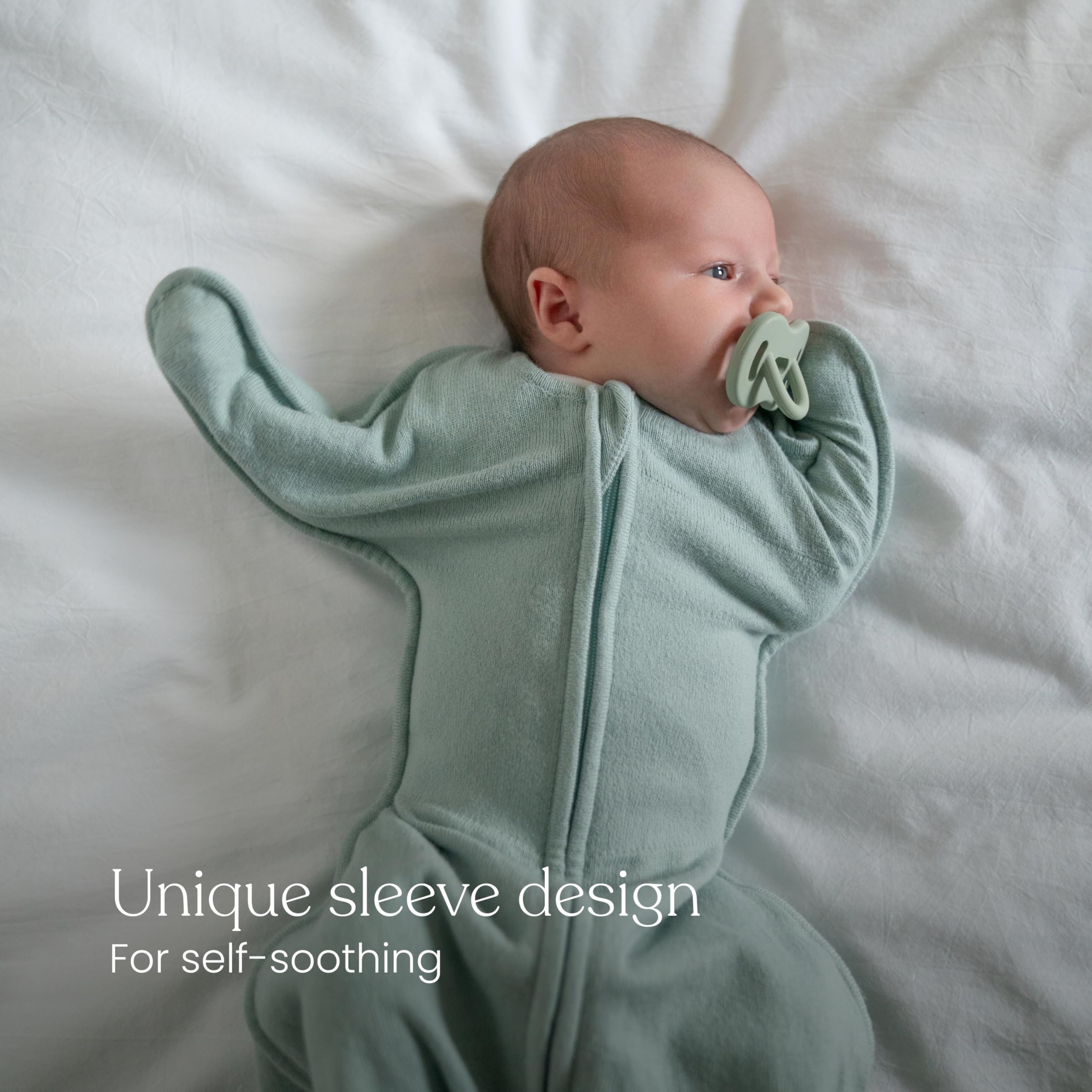 HALO Sleepsack SwaddleStretch, Arms Up or Extended Arms, Newborn Baby Swaddle, 0 – 3 Months, 0.5 TOG, Calm Sage — view 4