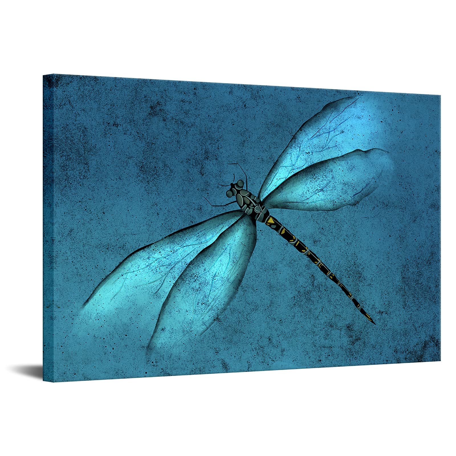 DuoBaoromFramed Art with Dragonfly Canvas Teal Wall Art Insect Animal Picture Large Artwork Living Room Bedroom Decoration 24"x36"