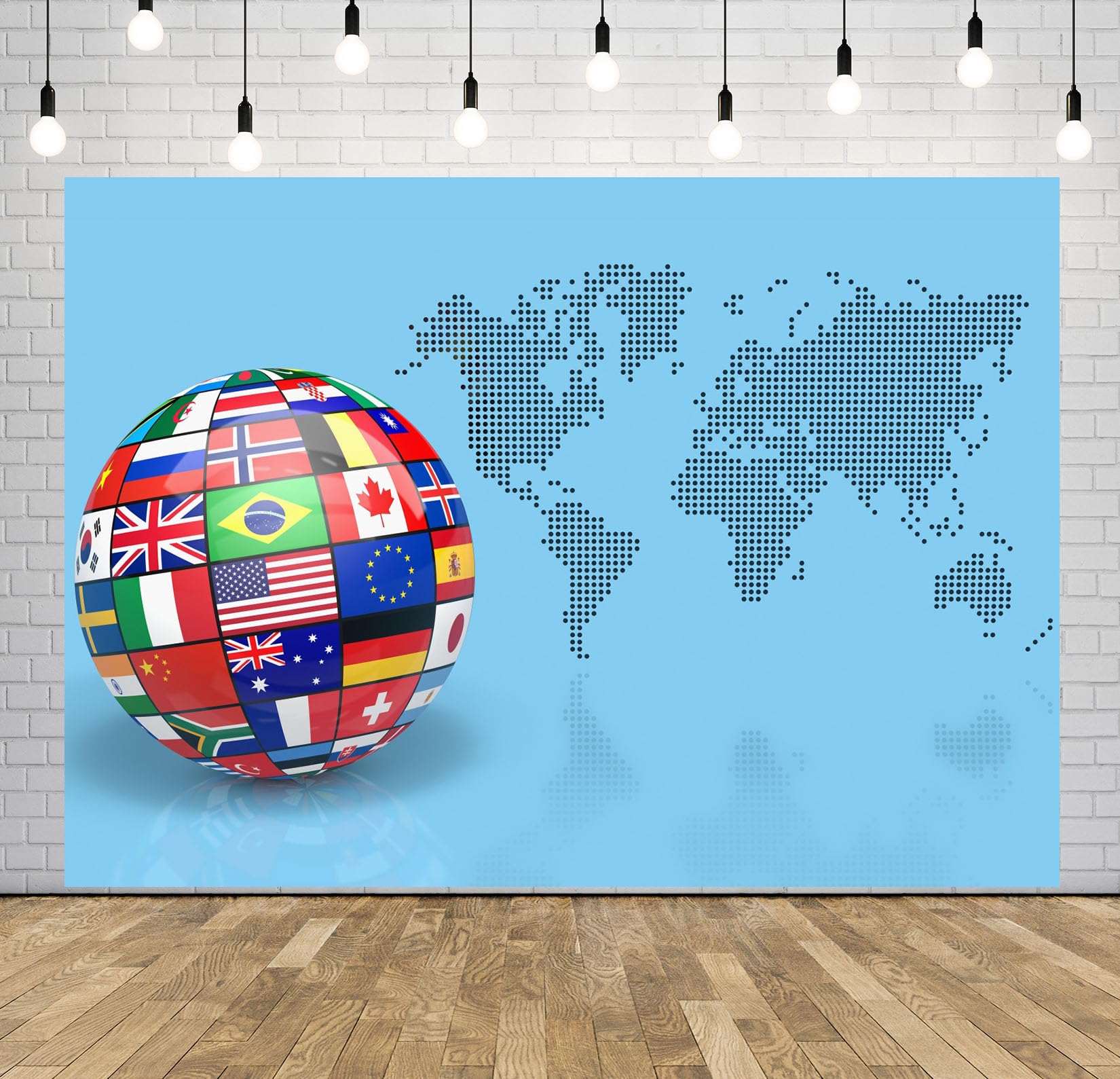10x10FT Globo Banderas Mapa Mundial Fondo Fotográfico