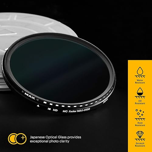 Miniatura 4 de KODAK Filtro ND variable Fader de 2.441 in  Filtro de densidad neutra ND2-2000 de rango variable, evita la sobreexposición con poca profundidad de