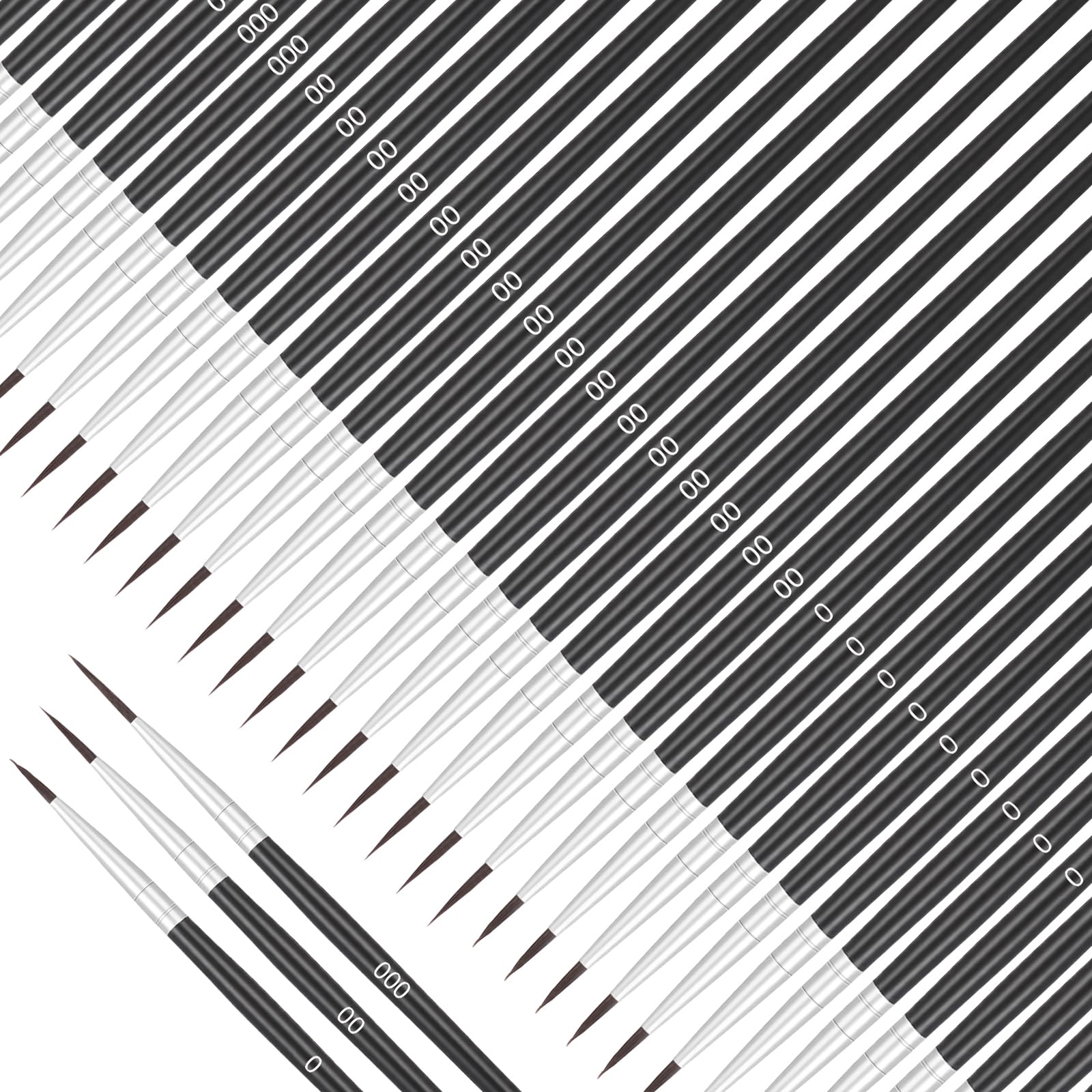 60Pcs Fine Paint Brushes, Tiny Detail Paint Brushes Fine Tip Paints Brush Set with 3 Size (0, 00, 000) Miniature Liner Brush for Model Crafts, Watercolor Acrylics Oil & Nail Painting