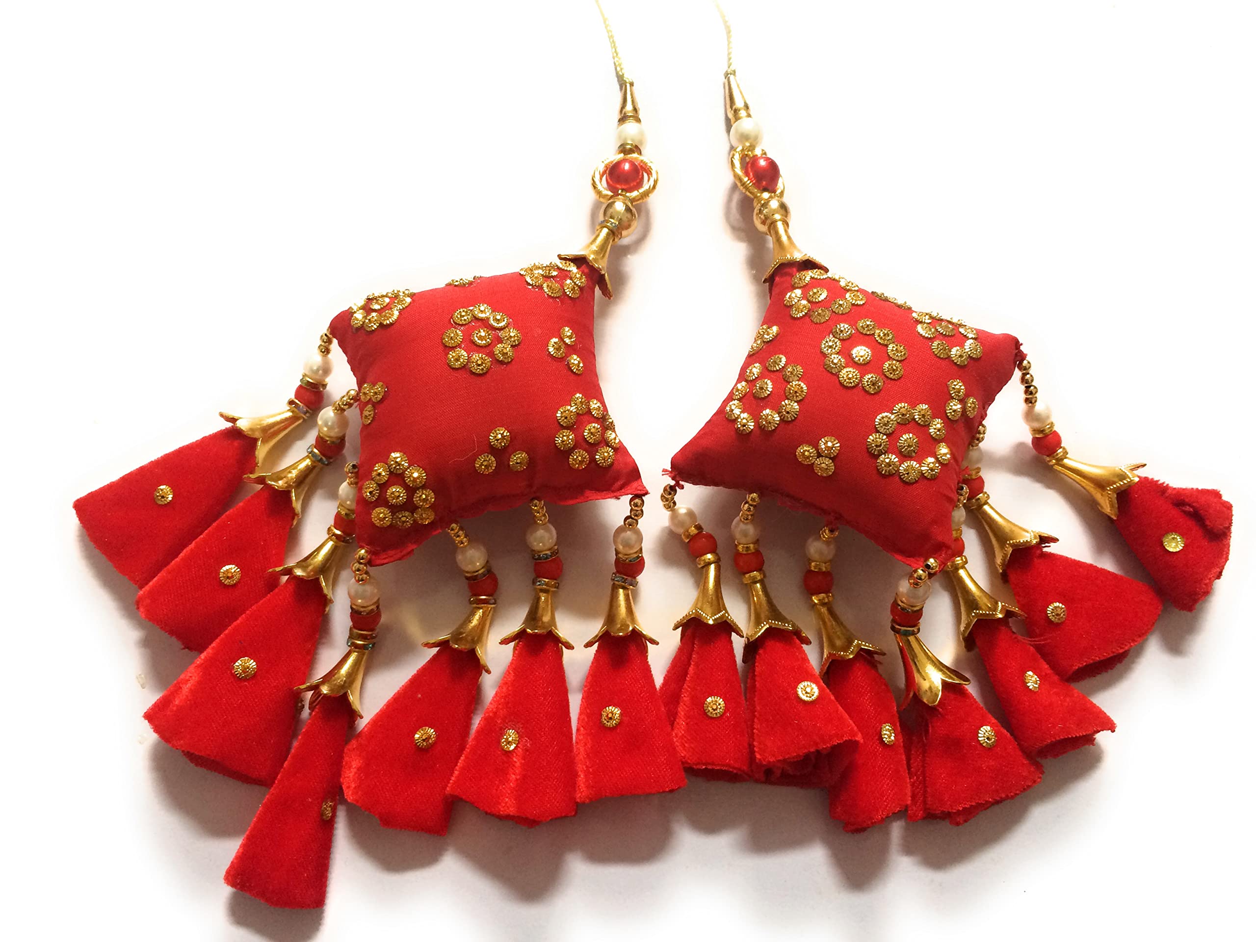 Libas Fashion latkan Handmade Women lehanga Tassels Wedding Heavy and Ethnic Hanging Bridal Tassels (Red) (B09JP2KDK9) Amazon Price History, Amazon Price Tracker