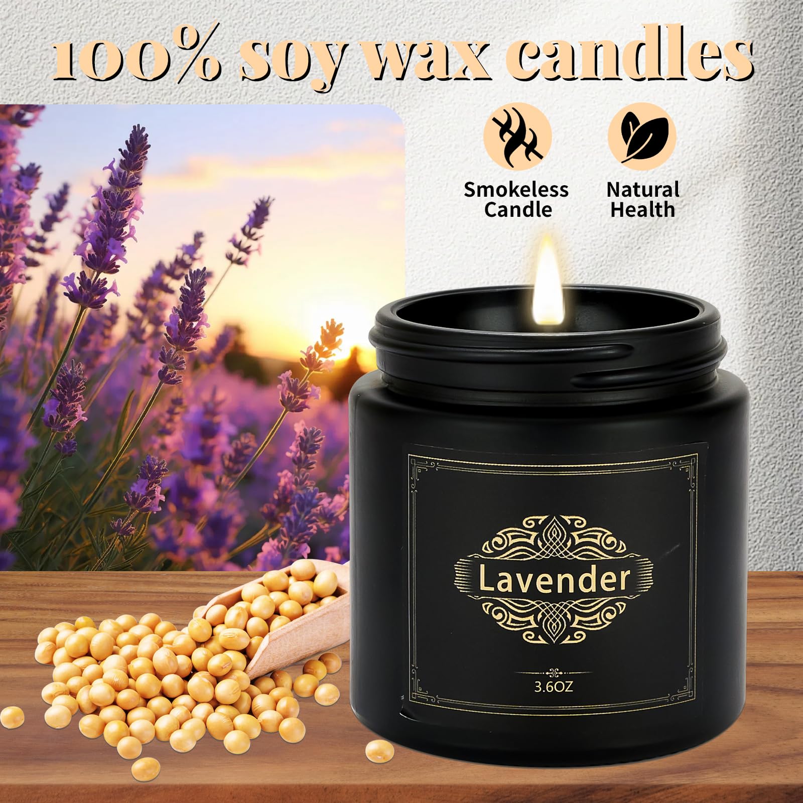 Scented Candles Gift Sets for Men, 6 Pack Soy Candles for Home Scented, Dad Gifts for Fathers Day, Boyfriend, Men Candles Sets Scents of Lavender/Oak/Sandalwood/SmokedVanilla/Leather/Freesia