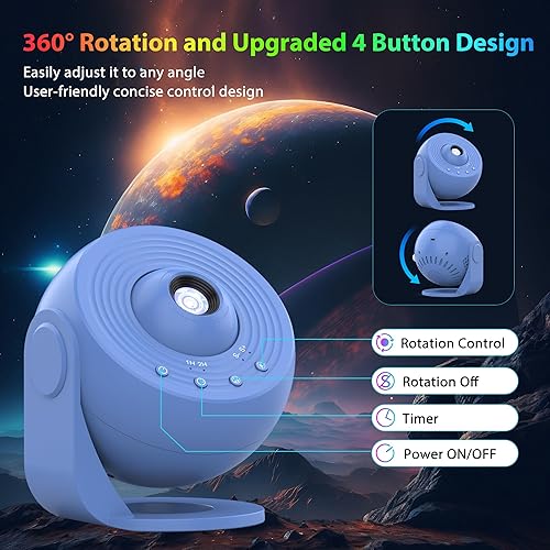 Miniatura 7 de Proyector Galaxy para dormitorio versión Pro, proyector de estrella de disco de película mejorado para niños, proyector de planetario 12 en 1,