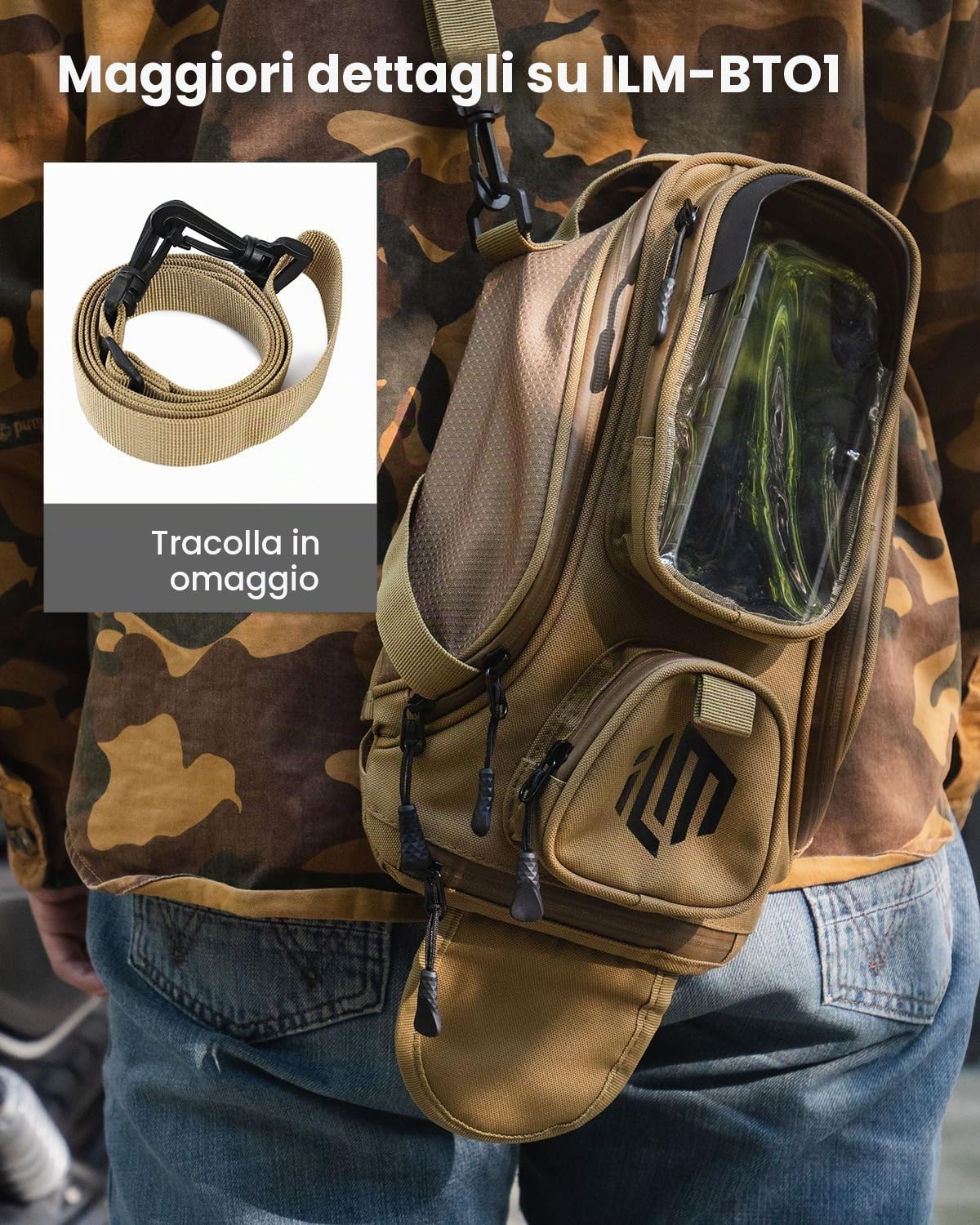 ILM Motociclo Borse Serbatoio-Oxford Saddle Marrone Borsa Per Motocicletta con Borsa Magnetica Forte