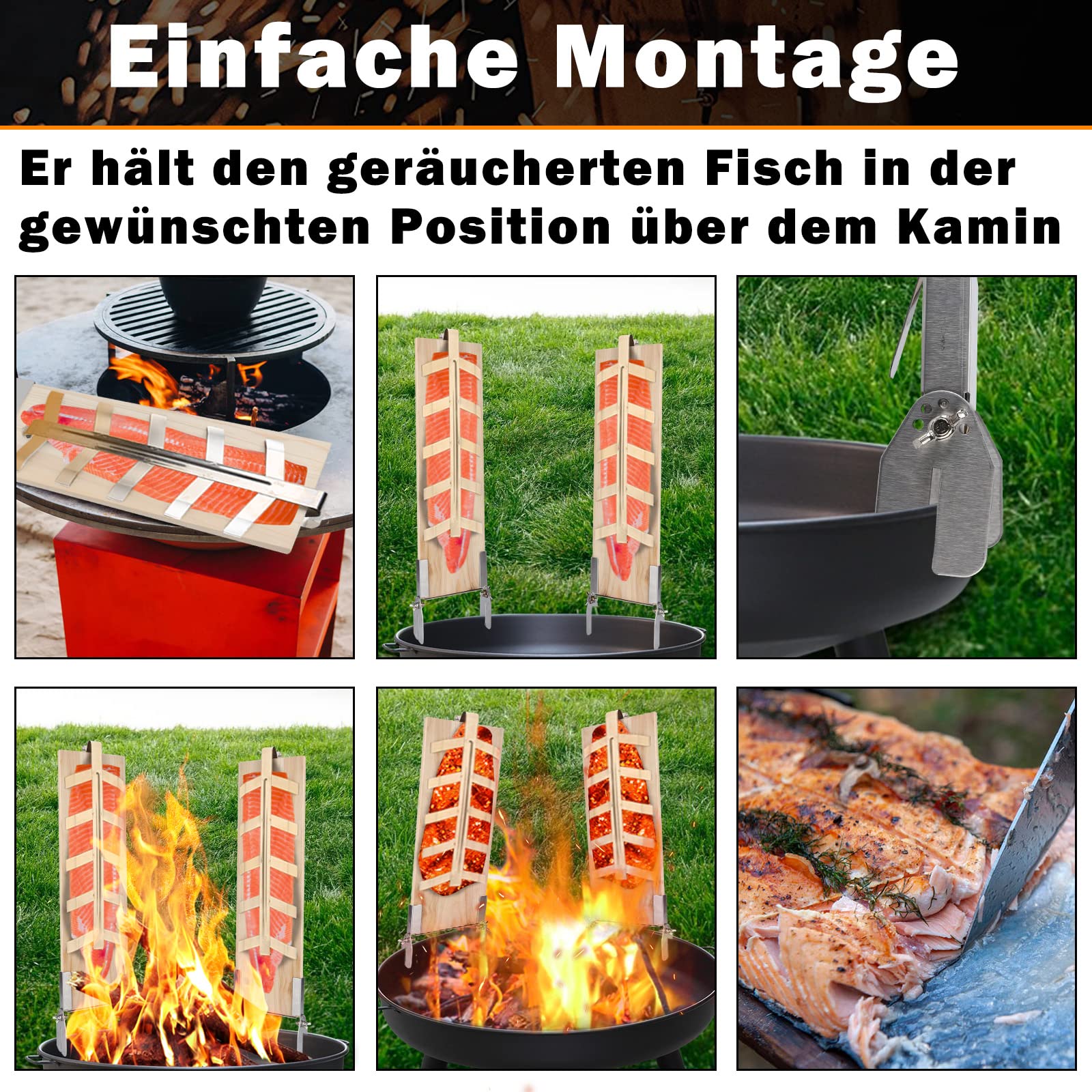 Tubiaz Lot De 4 Planches à Saumon Flammé Avec Support En Acier Inoxydable - Planche à Saumon Flambé En Bois De Cèdre - Pour Brasero, Barbecue