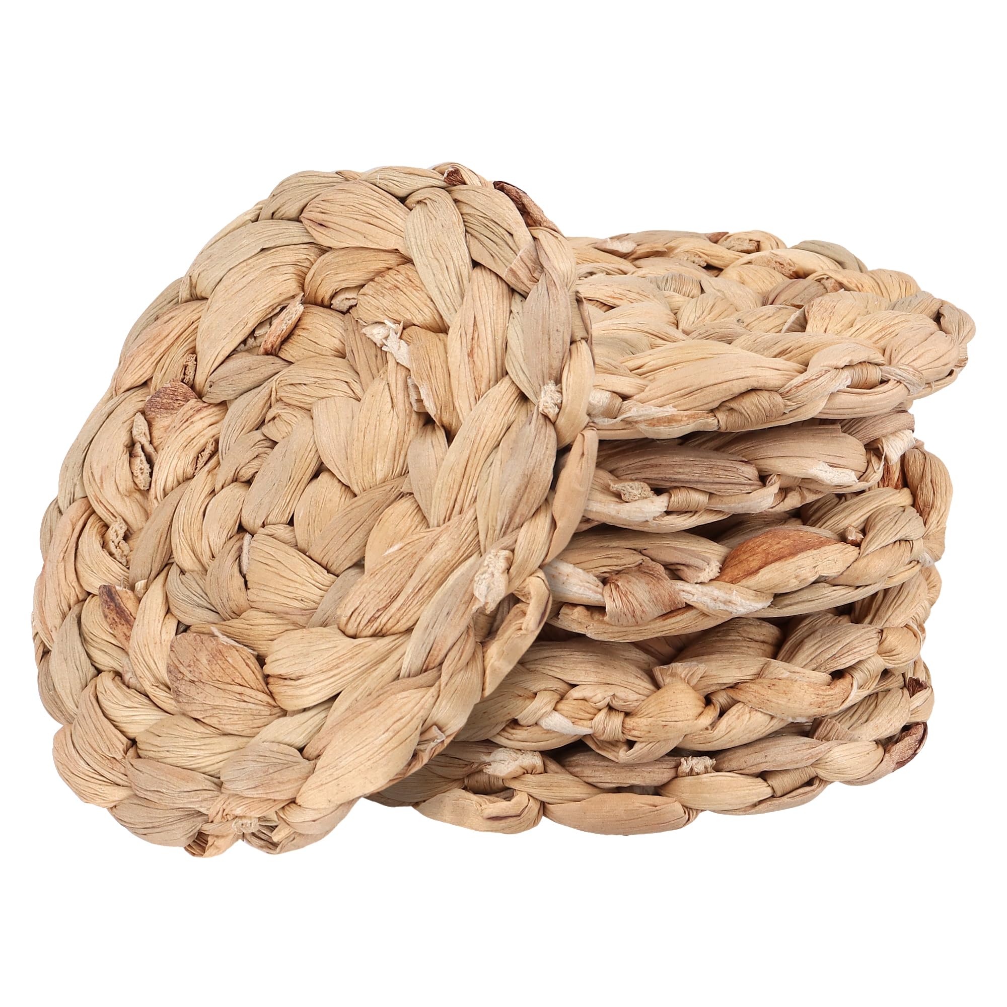 HONYUET Round Woven Placemats, Water Hyacinth, 10x10x1 cm, Set of 6, for Dining Table Decor