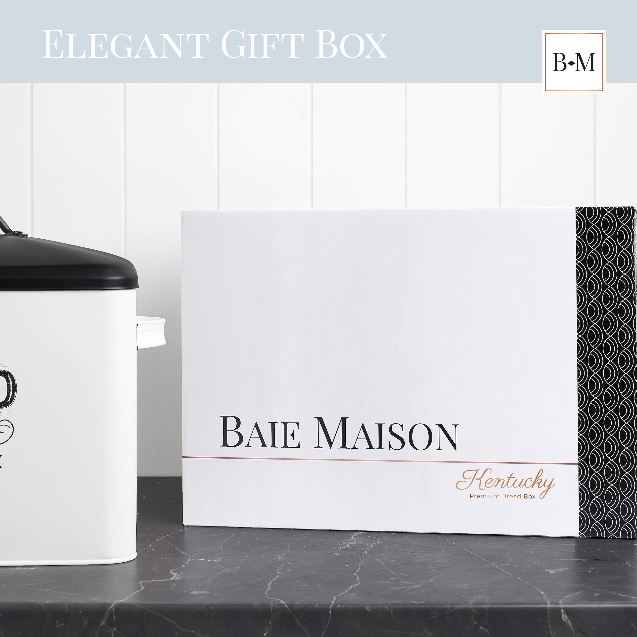 Extra Large White Bread Box with Black Lid Bread Boxes for Kitchen