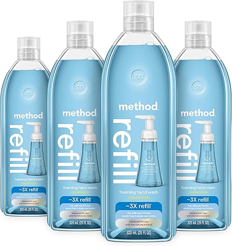 Method Repuesto de jabĂłn de manos espumoso, minerales marinos, botella reciclable, fĂłrmula biodegradable, 28 onzas lĂquidas (paquete de 4) Method Repuesto de jabĂłn de manos espumoso, minerales marinos, botella reciclable, fĂłrmula biodegradable, 28 onzas lĂquidas (paquete de 4)
