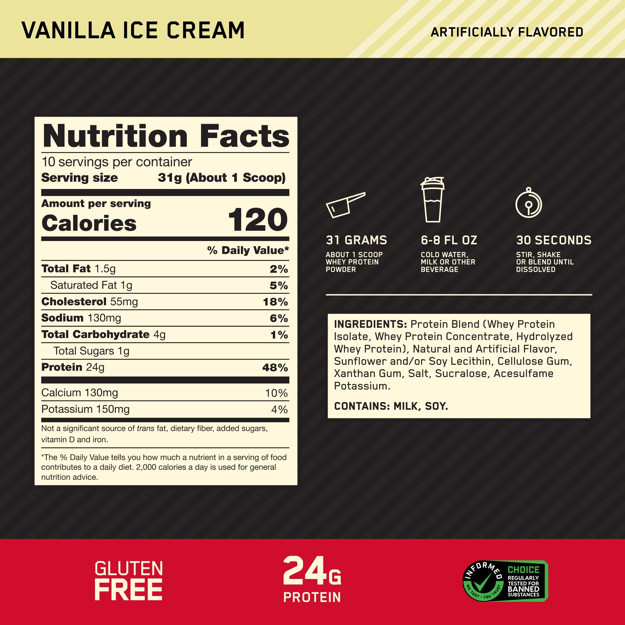Optimum Nutrition Gold Standard Whey Protein Powder Vanilla Ice Cream .68LB — Amazon image 3