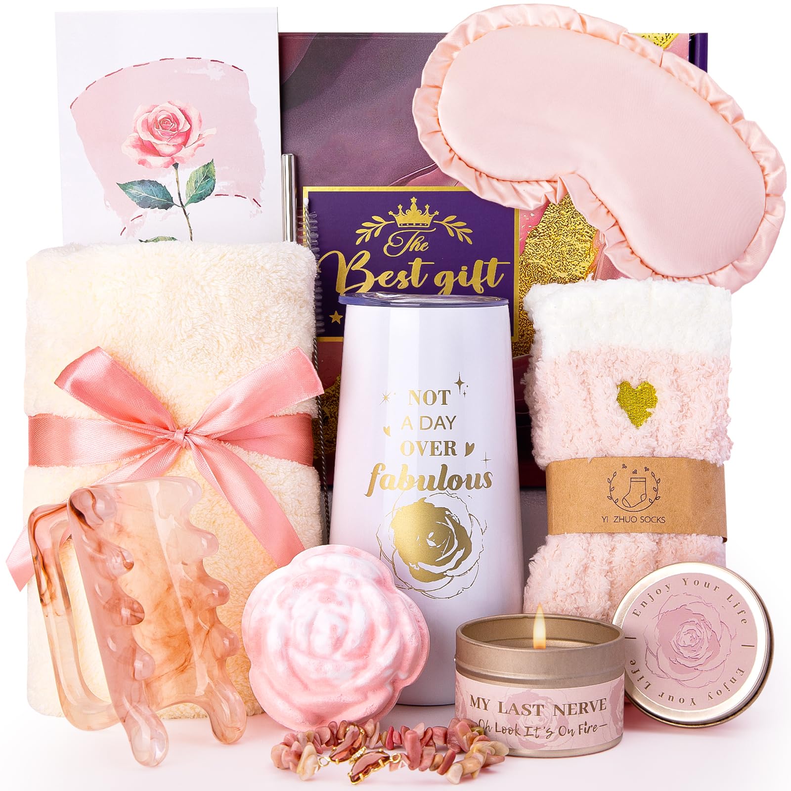 Doublewhale Birthday Pamper Gifts for Women - Unique Personalized Self Care Basket Relaxation Hamper Gift for Her, Spa Bath Set Mothers Day Birthday Present for Mum Friends Sisters Bestie — image 1