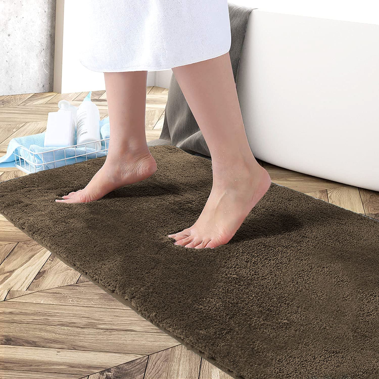 Sponsored Ad - Flooring India Co Newman Bath Mat 2500 GSM Super Soft Microfiber Anti Skid Slip Water Absorbent Bathroom Mats for Bedroom, Home, Door (60x90 cm, Chocolate)