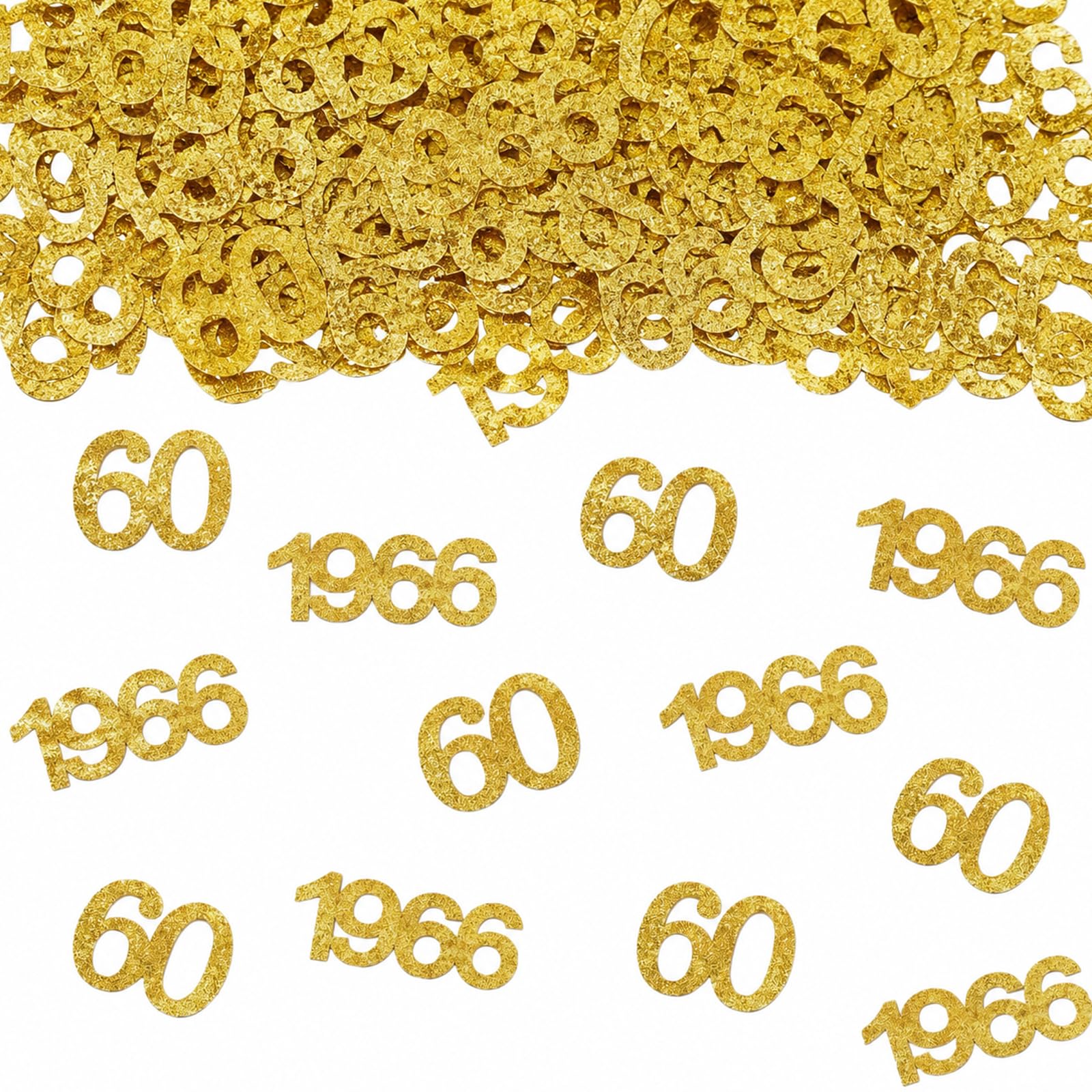 Bolosa 60th Birthday Confetti Gold Glitter Table Decorations, 60 & 1966 Shaped Confetti, Born in 1966 Milestone Celebration Party Decor for Women Men Dining Cake Tables,60th Birthday Table Decorations