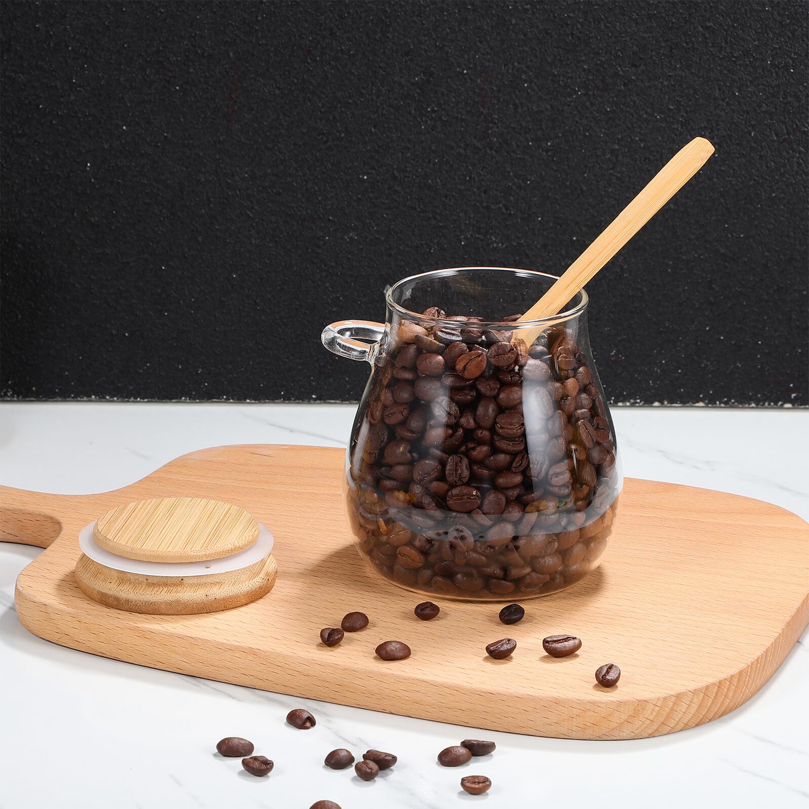 TOYANDONA 3pezzi Contenitori di Vetro con Coperchio Barattoli per Tè e Avena in Vetro Robusto con Coperchio in Disponibili in Tre Diverse Dimensioni Inclusi Cucchiai per Facile