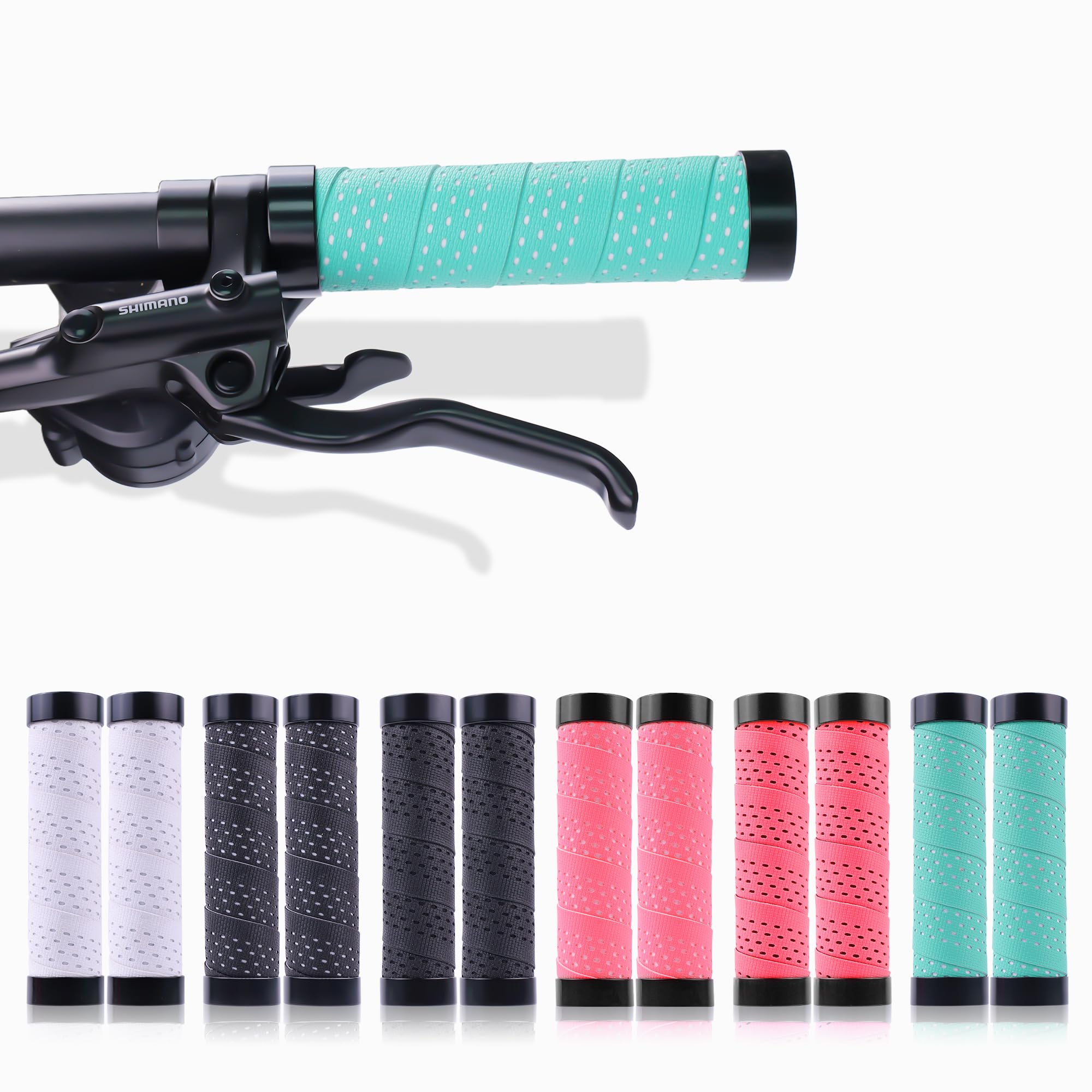 Bicycle Handlebar Grips, Dual-Layer Silicone EVA Construction, Double Lock-on System, Mountain Bike and Road Cycling