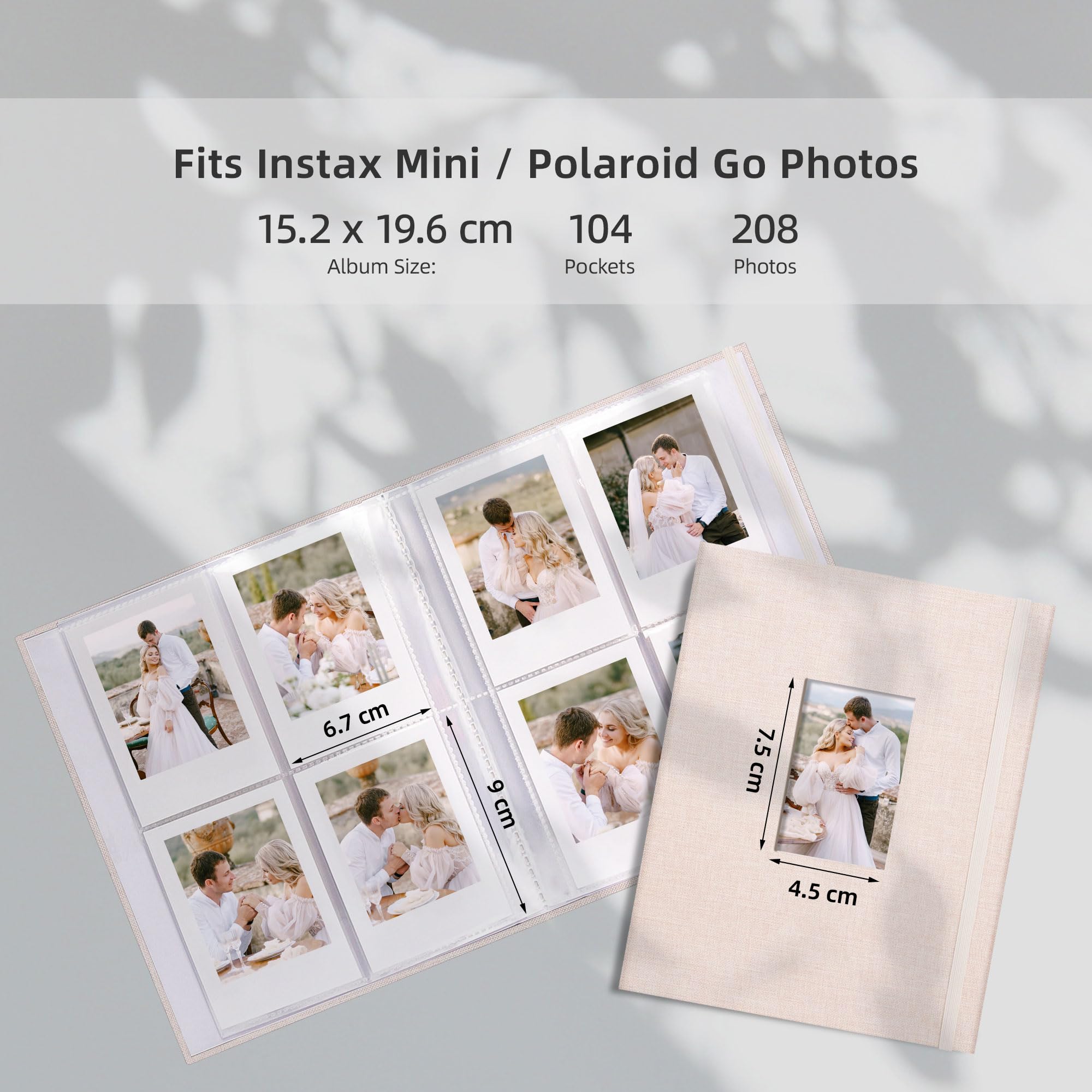 Vienrose Mini Polaroid Album Fotografico Libro 104 Tasche 86 x 54 mm Immagini per Fujifilm Instax Mini 9 11 12 25 26 40 50s 90 Evo Z2300 Fotocamera Istantanea, Polaroid Snap Beige 2 Confezioni