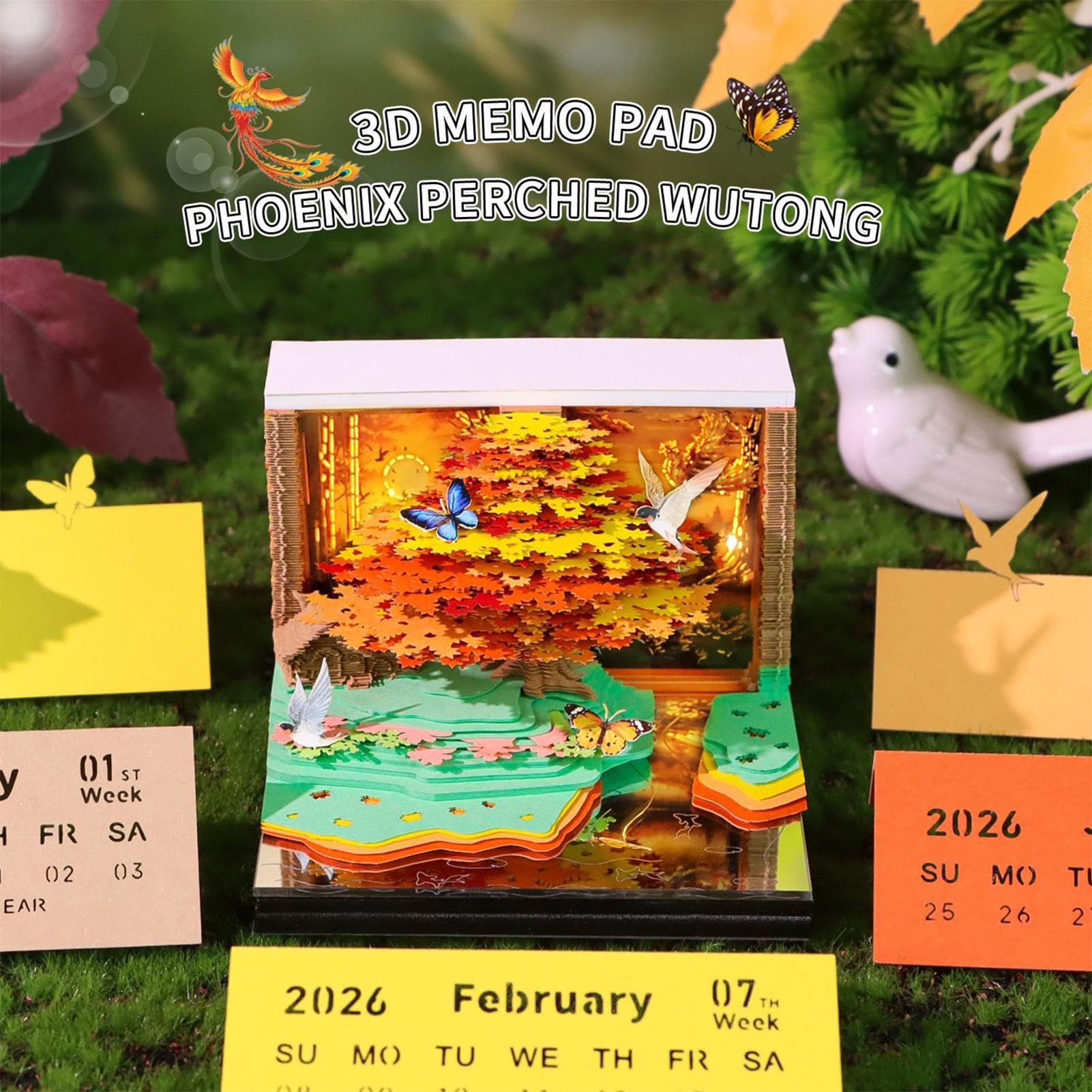 3D-Schreibtischkalender | Wochenplaner 2026 Tischkalender | Notizblock für Veranstaltungen, dekorativer Planer für Schule, Zuhause, Hotel | Weihnachten Thanksgiving