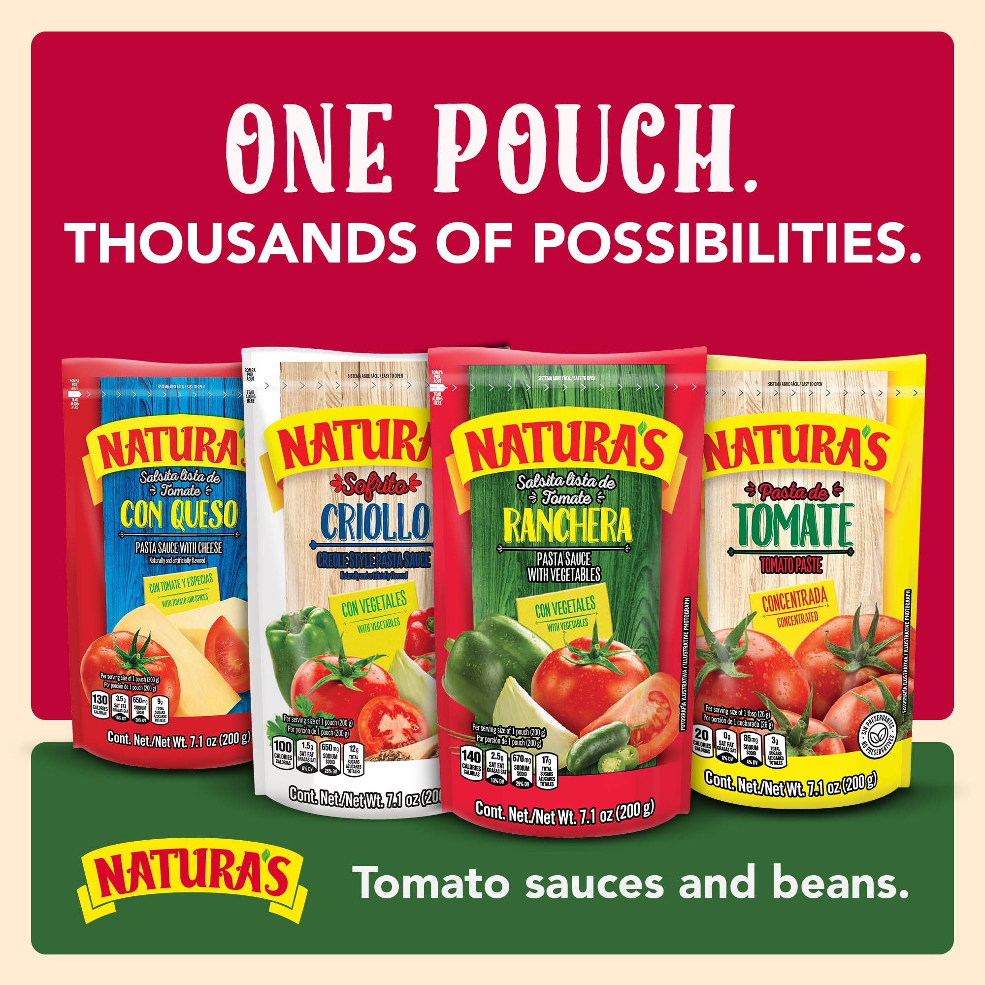 NATURA'S Natural Tomato Paste, Heat-and-Eat Tomato Paste in 7.1oz. Easy-Open Pouch (Pack of 3)