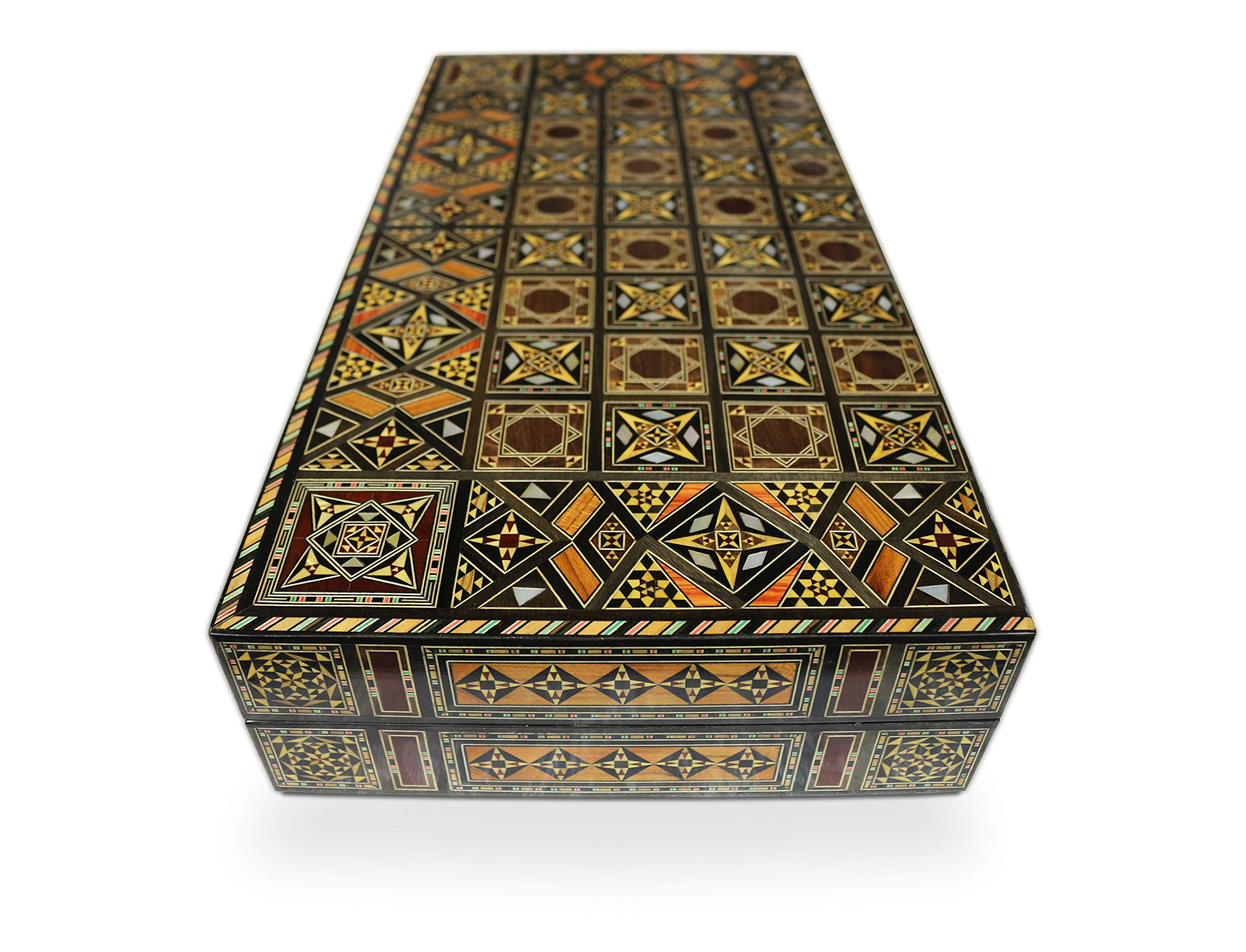 Elessar 50 x 50 cm Backgammon in Legno Tavla / Gioco di scacchi/DAMA, Tavla, Artigianato Originale intarsiato a mano, Tavola BK 50 con 30 pietre di Backgammon in legno