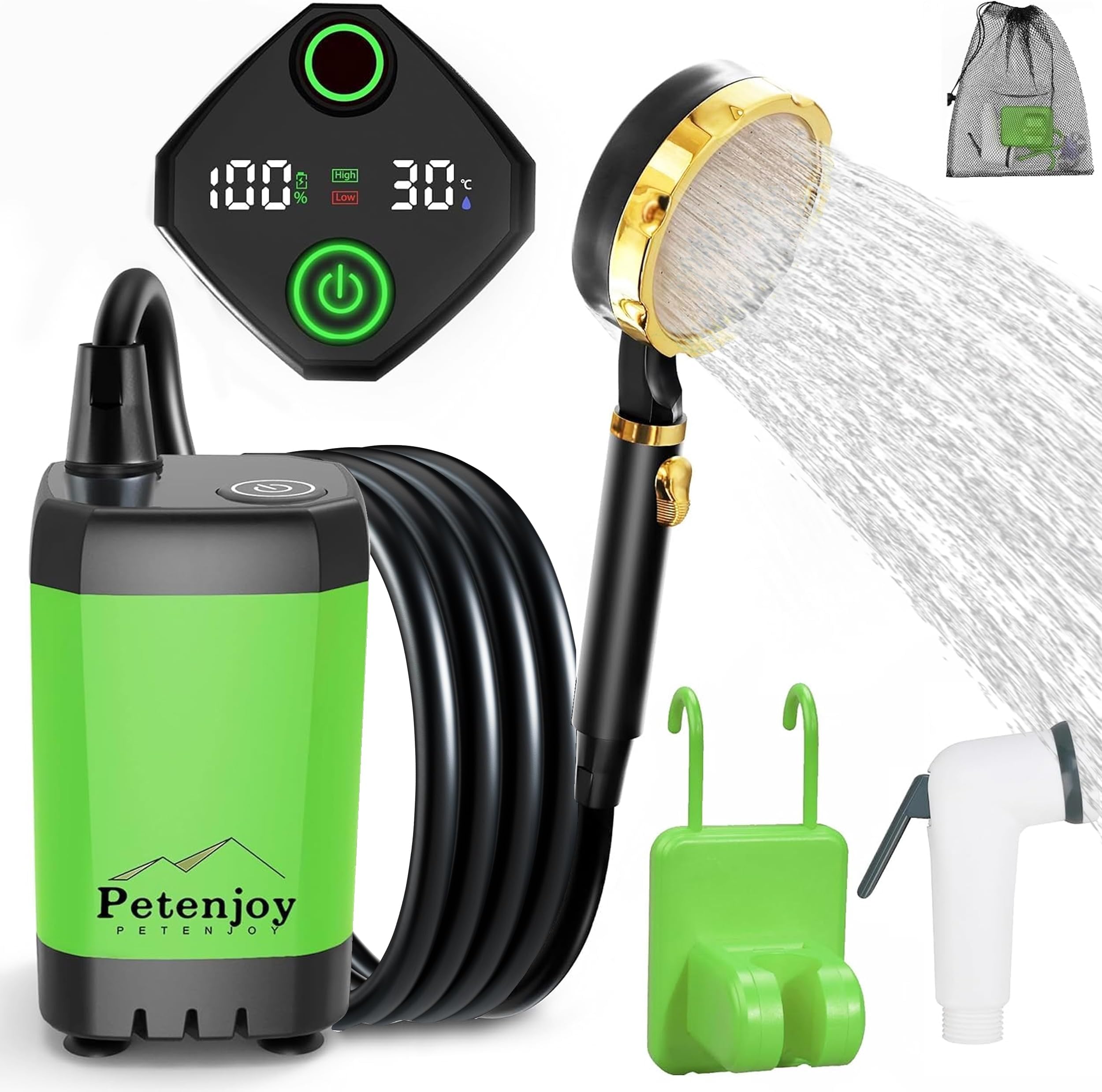 Upgrade Camping Showers,Portable Camp Shower,6000mAh Rechargeable Camp Shower,Portable Outdoor Shower,Portable Shower Pump,Electric Shower,Portable Camping Shower Pump,Water to Gentle Shower,2H Work