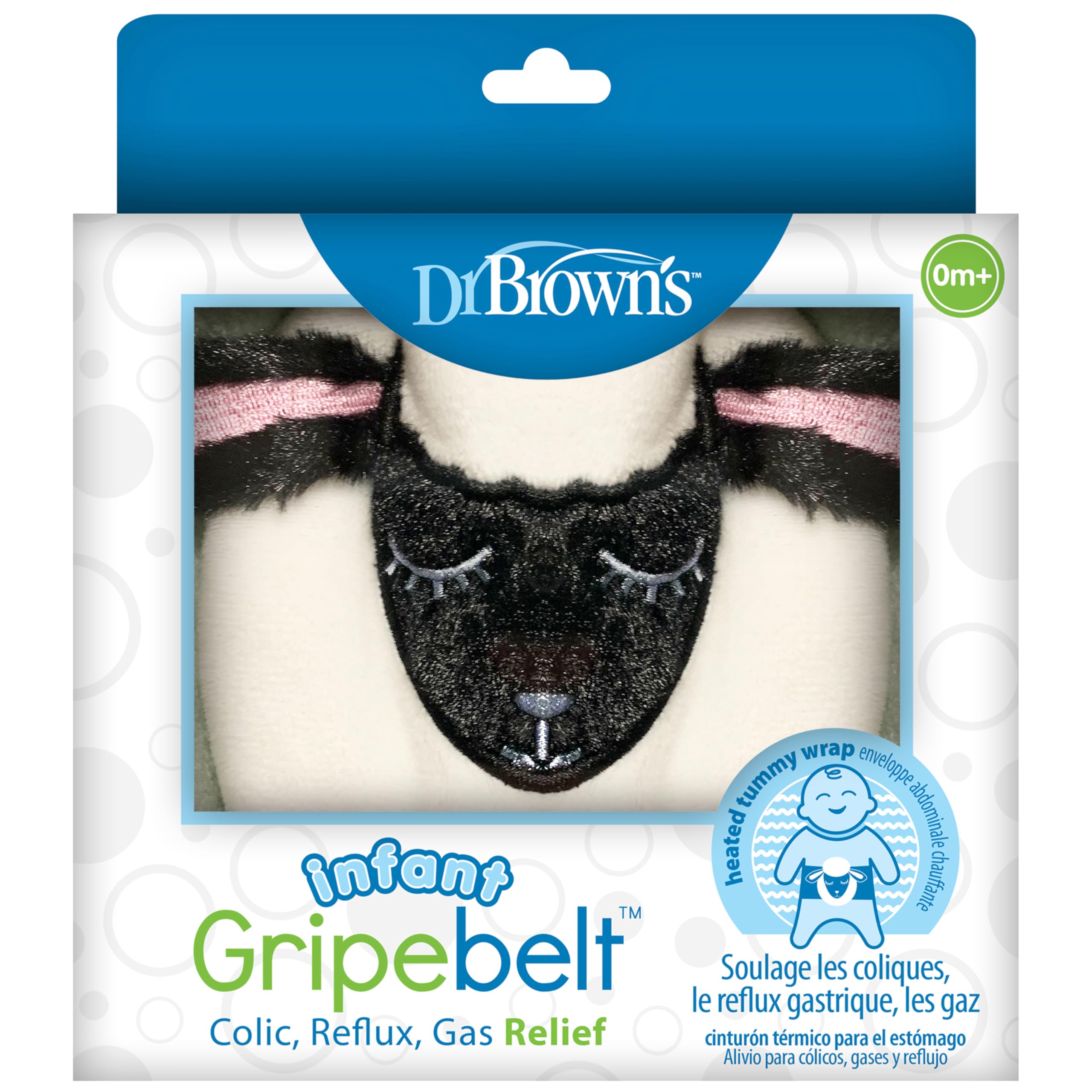 Dr. Brown'sInfant Gripebelt for Colic Relief, Heated Tummy Wrap, Baby Swaddling Belt for Gas Relief, Natural Relief for Upset Stomach in Babies and Toddlers, Lamb,0-3m
