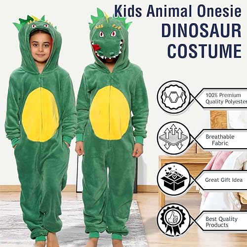 Miniatura 5 de Kids Girls Boys Overall Soft Fluffy Dinosaur All In One Jumpsuit 7-14 Years