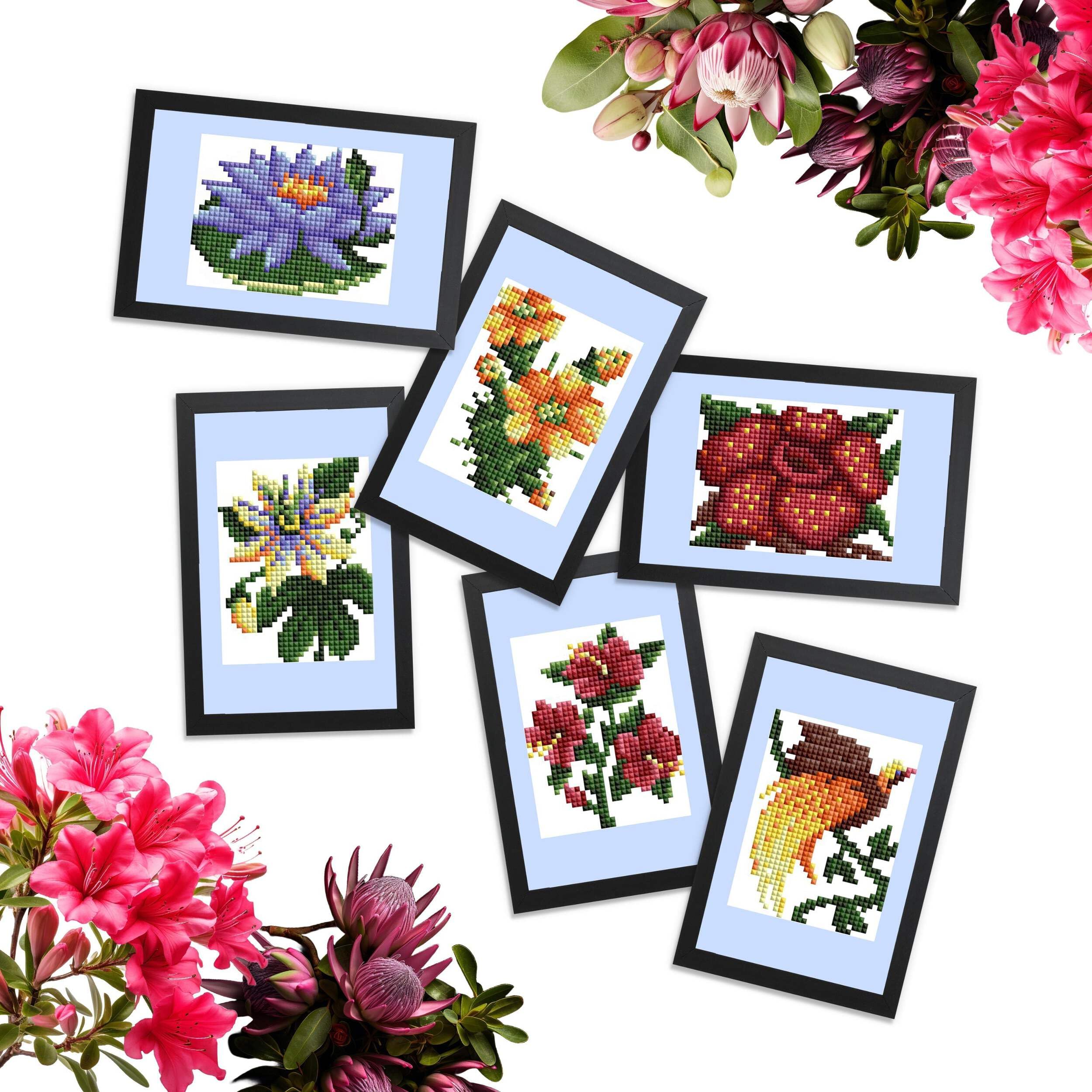 DIAMOND ART CLUB Exotic Flora Mini Dazzles, Fun DIY Diamond Painting Kit for Adults, Diamond Art Canvas for Beginners, 4