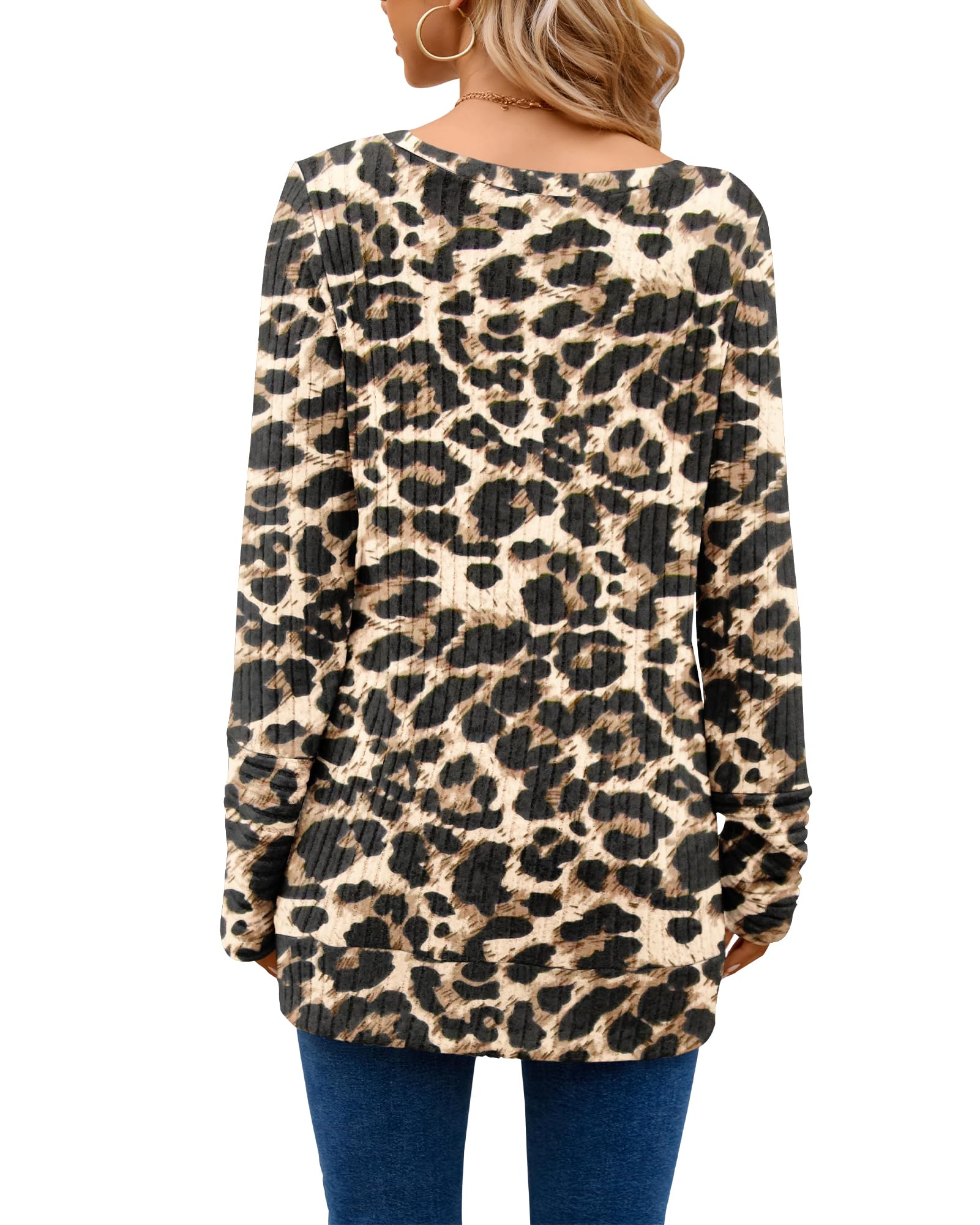 PLOKNRD Sweatshirt Femme Col en V Pulls à Manches Longues Décontractés Top Léger et Lâche Classique
