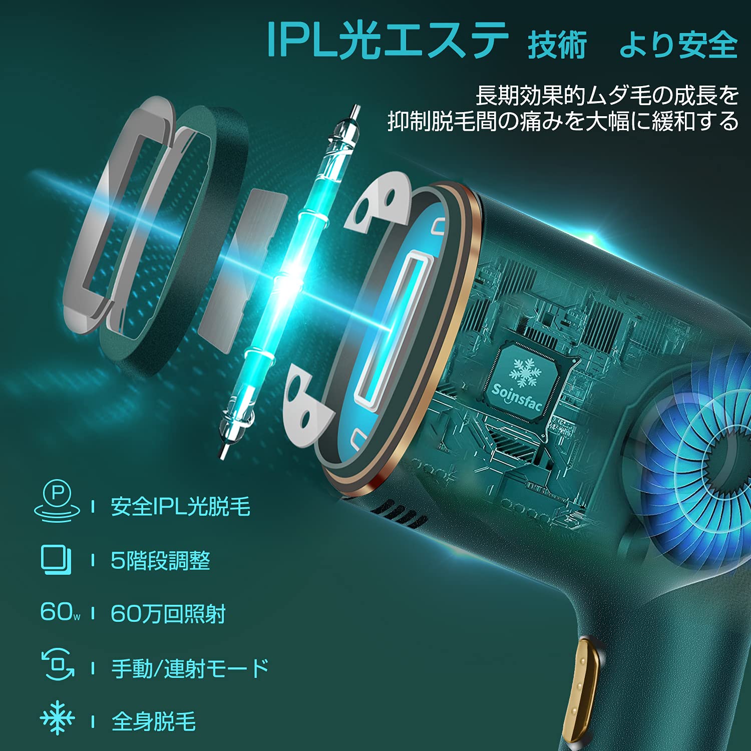 Amazon | 脱毛器 脱毛器 メンズ 髭 99万回フラッシュ 冷却機能付き 