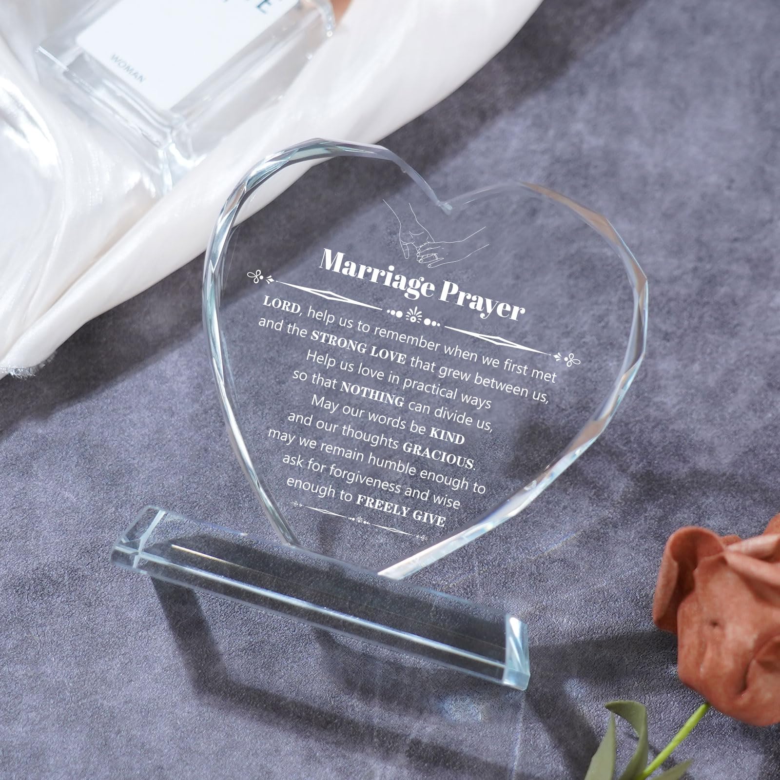 Regalos de boda para parejas 2024, regalos de boda, placa de oración de matrimonio, cristal K9 único con citas inspiradoras, regalos de aniversario de boda para parejas, regalos de señor y señora