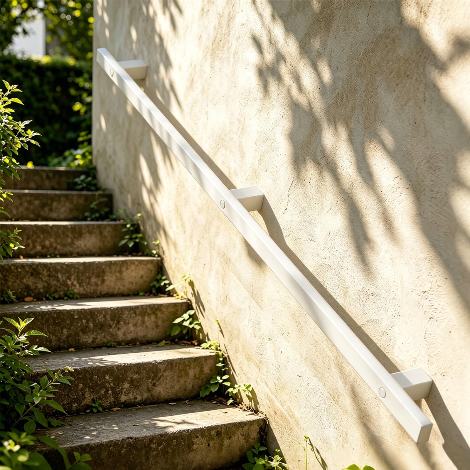 Outdoor Grab Handles | White Staircase Handrail Banister Stairs Rail Safety Support 200kg | External Outside Wall Mounted Railing, Home Decoration(17ft/510cm)