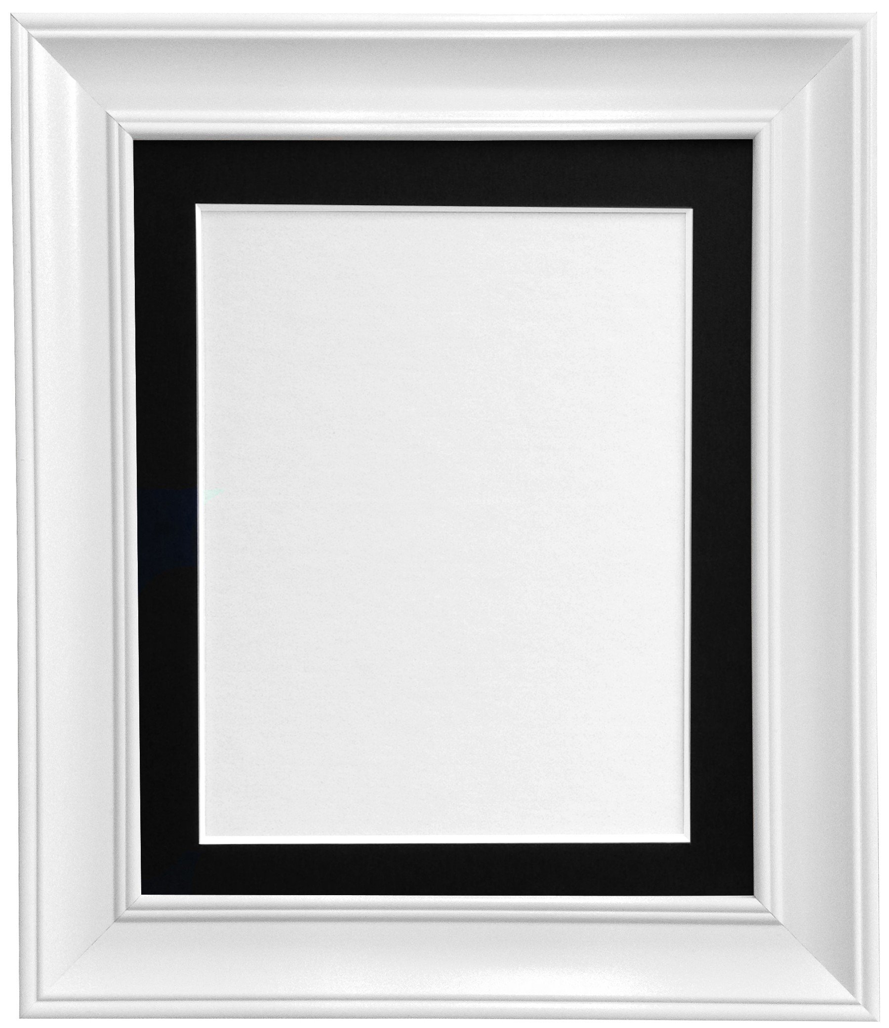 Scandi Vintage White Picture Photo Frame with Black Mount A1 For Image size A2