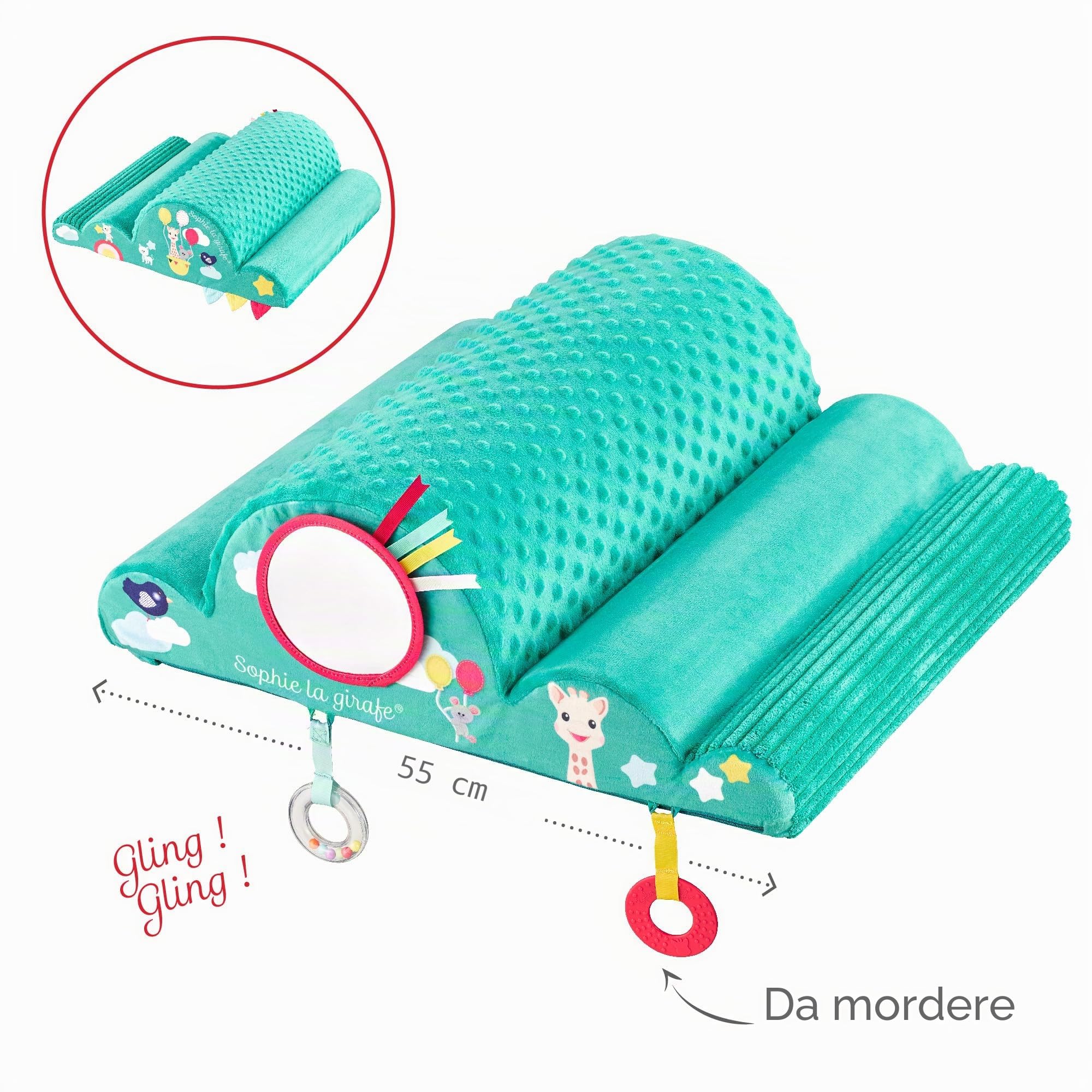 Sophie la Girafe - Nuvola Motricità 100% Schiuma - Da 6 Mesi | Giocattolo gomma 100% naturale e doudou attacca-ciuccio ben abbinati | sacchetto e biglietto inclusi | da donare subito