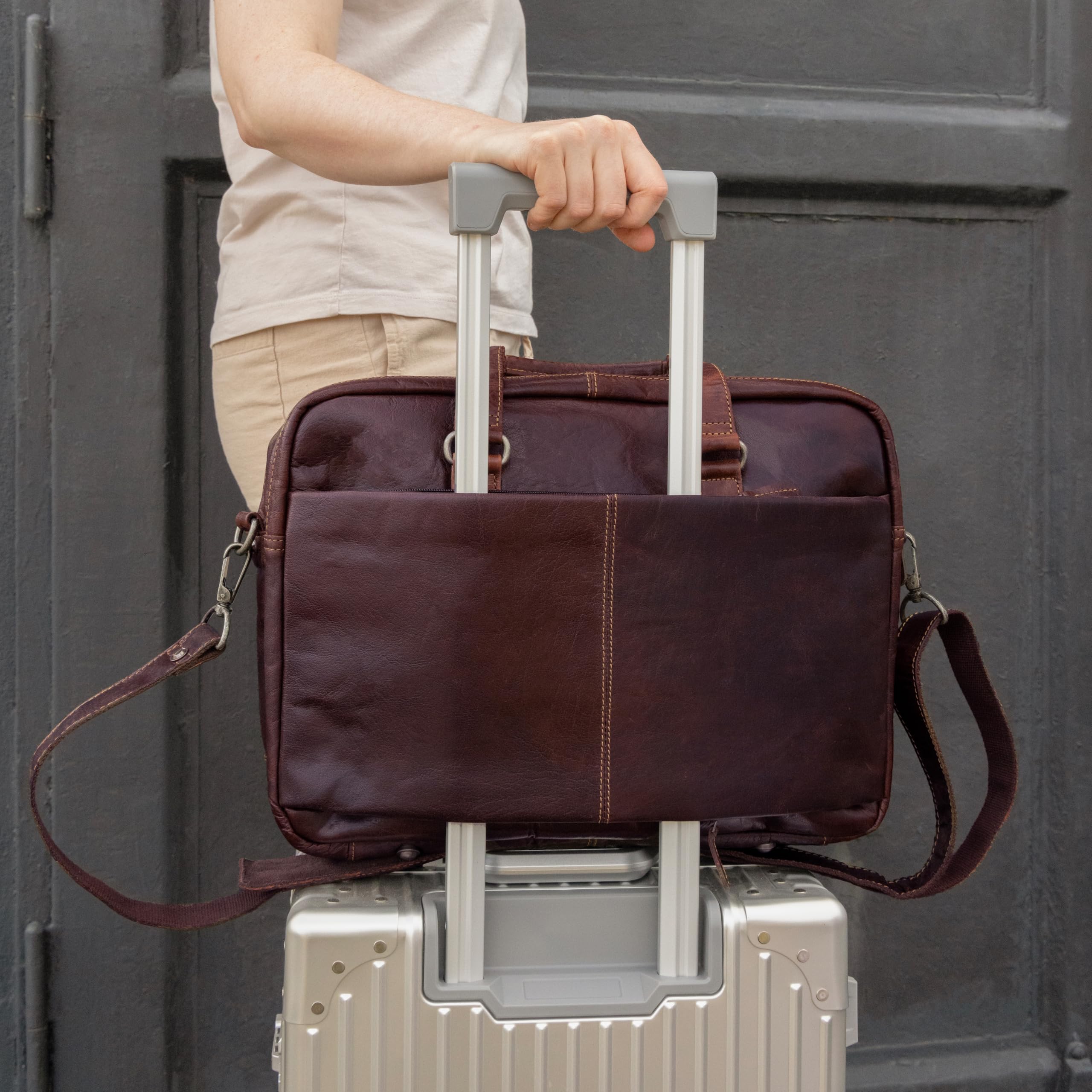 Gusti Laptoptasche Leder - Ripley Businesstasche Herren Arbeitstasche Office Bag Aktentasche Leder