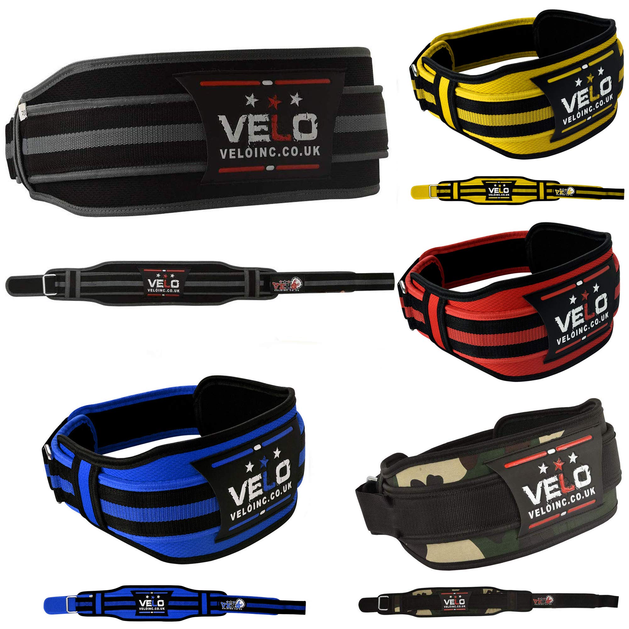 VELO Weight Lifting Belt 4" Inch Neoprene Lower Back Support Power Lifting Lumbar Belt (Grey, L)