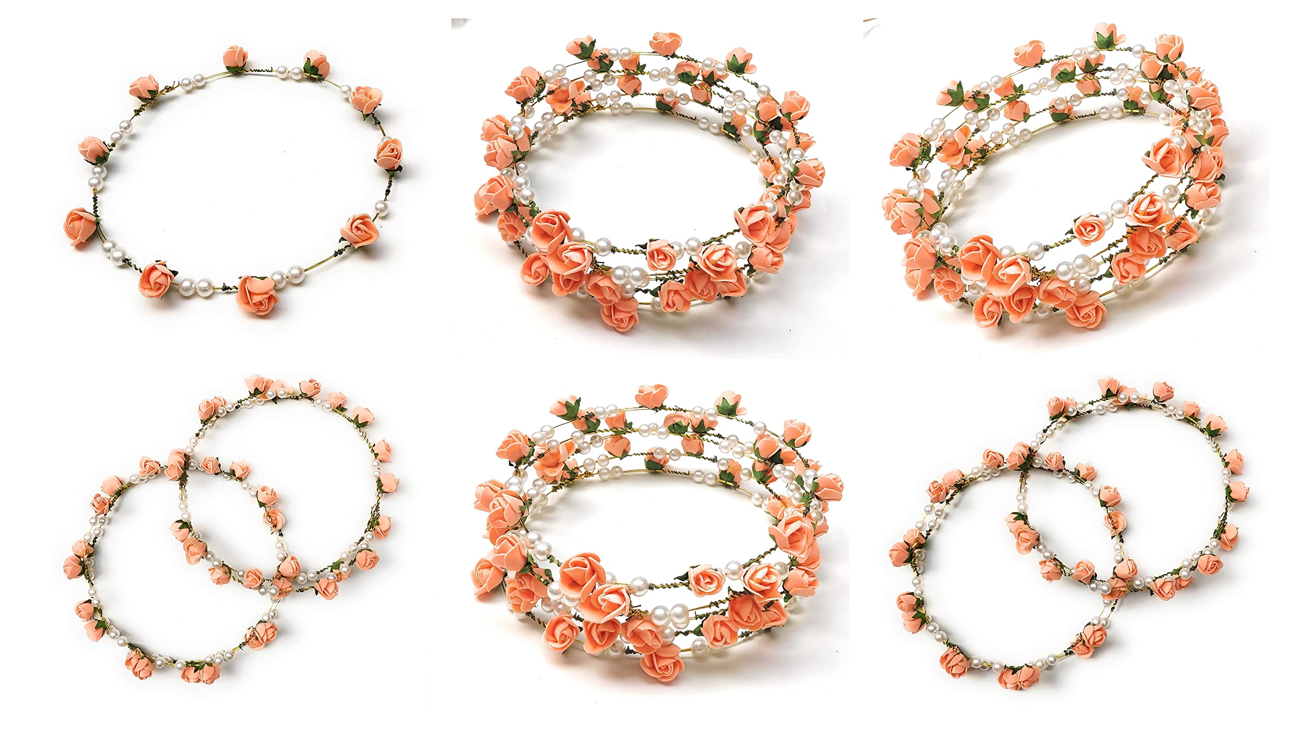 TRIPLC Moolyavaan Products Artificial Floral Headpiece Roses Wedding Bridal Beach Party Travel Headpiece Wreath Crown Tiara For Girls Teens And Women (Pack Of 2) (Orange) (B09W9PFZBW) Amazon Price History, Amazon Price Tracker