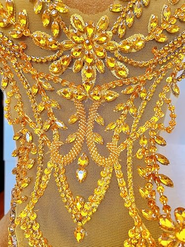 Vista 42 de Parches de encaje con cuentas a mano, disfraces, apliques con cristales de diamantes de imitación para manualidades, protege bodas, fiestas