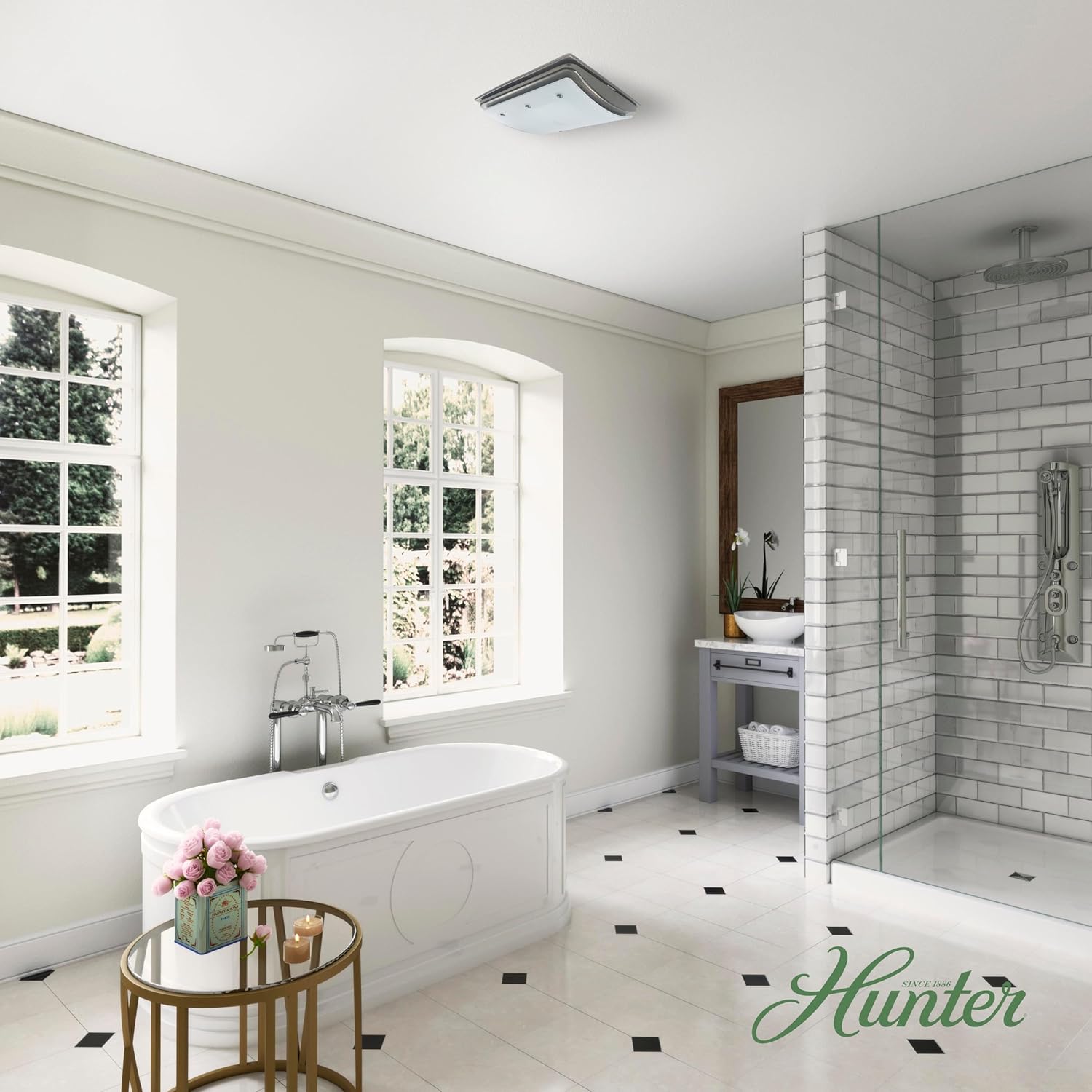 Hunter Ellipse 100 CFM Ceiling Exhaust Bath Fan with Light and Night Light - Imperial Bronze