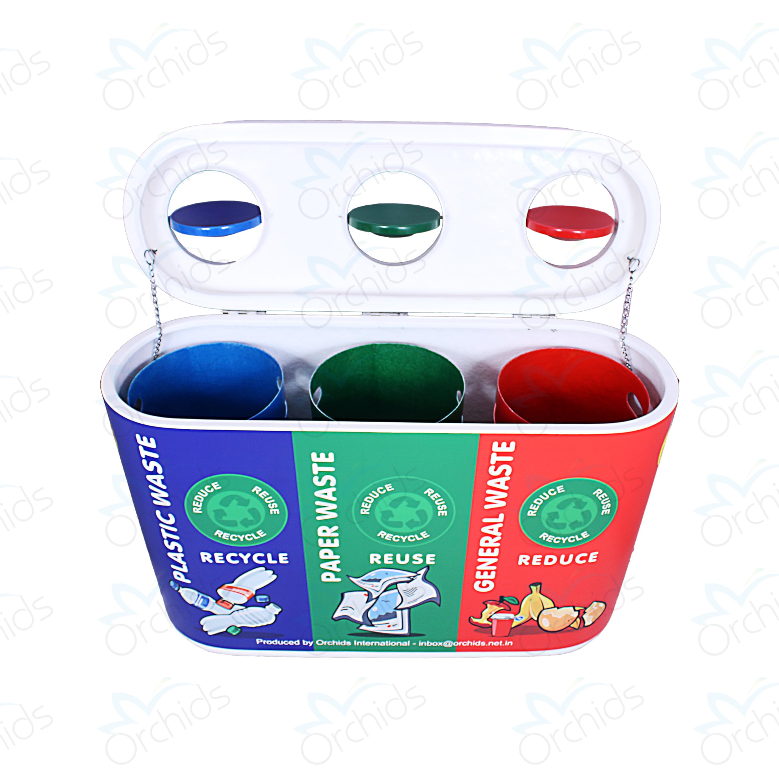 Orchids FRP TRIO Dustbin, Capacity: 60 ltr x 3 bins, Ideal for