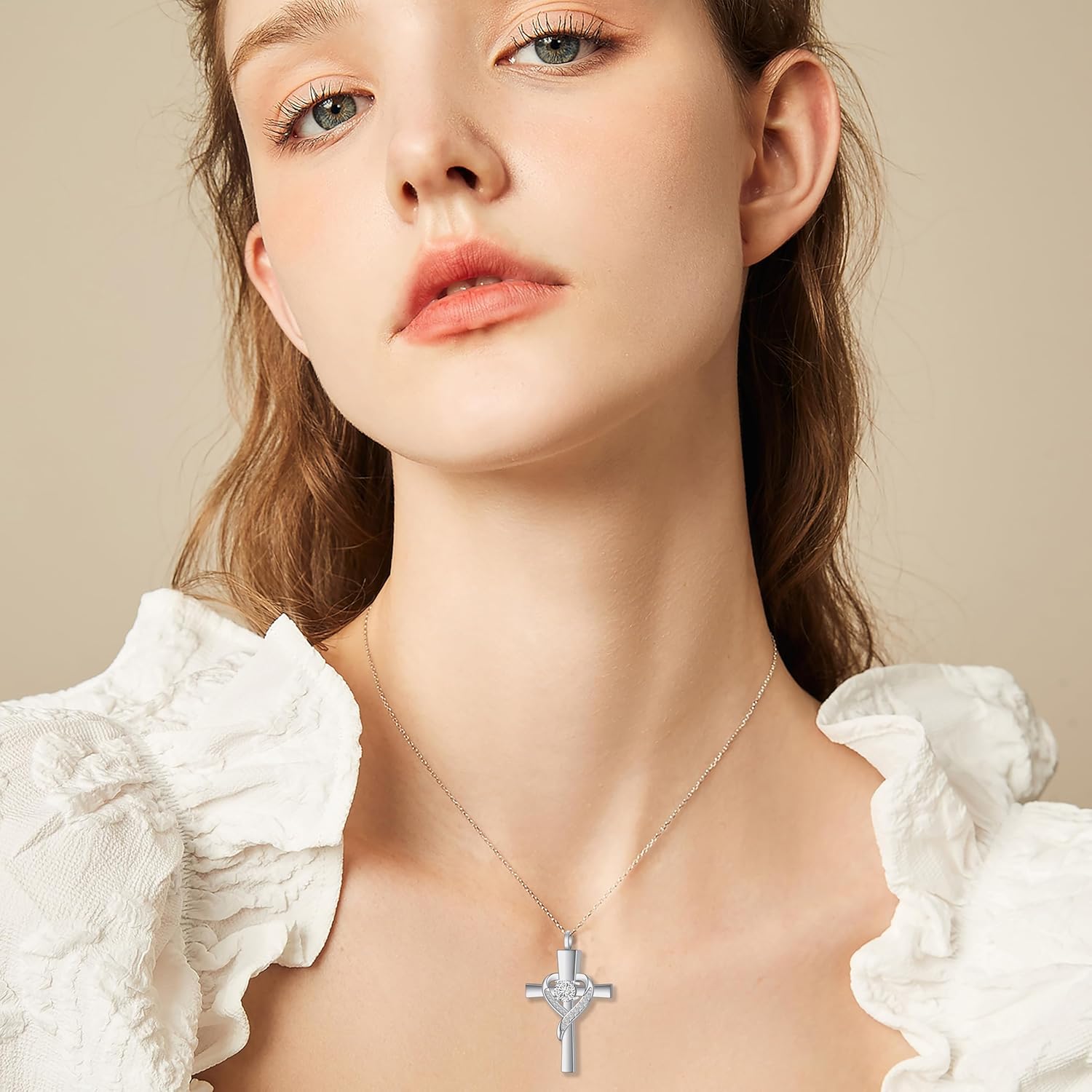 Ashes Necklace Sterling Silver Urn Necklaces for Ashes Cross/Infinity Cremation Jewelry for Human Pet Ash Keepsake Necklace Memorial Gift for Women Men - Image 5