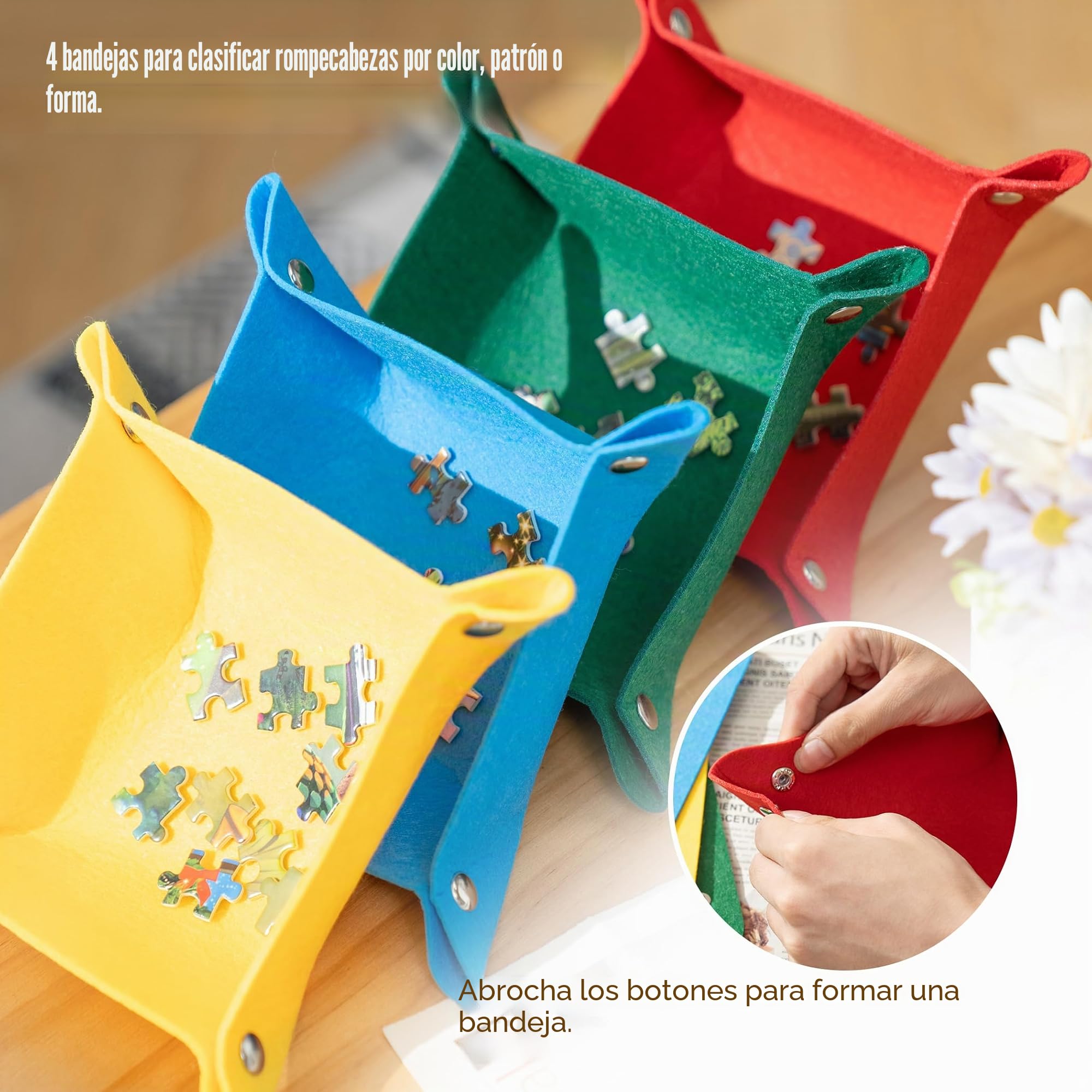 Tektalk Tabla de rompecabezas convertible que se utiliza como tabla de rompecabezas vertical y horizontal, mesa de rompecabezas ajustable con cubierta y 4 bandejas de clasificación de fieltro de