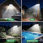 Solar Motion Sensor Light Outdoor, 2500LM 286 LED Solar Outdoor Lights with Power Display & Mode Indicators - 6500K Adjustable 3-Head Flood Light, IP65 Waterproof for Garden, Garage, Yard - 2 Pack