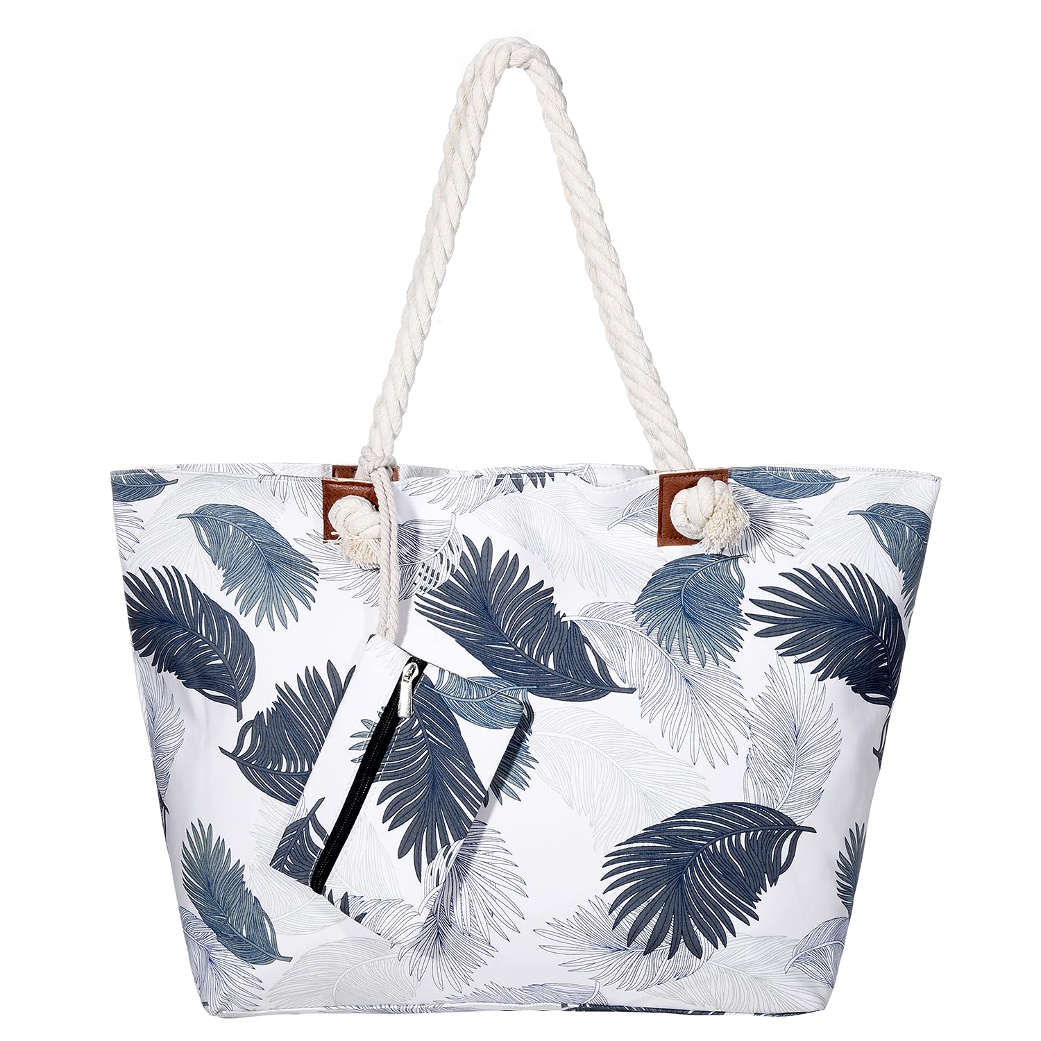 MASADA Badetasche XXL Familie Strandtasche Damen Beach bag groß mit Reißverschluss - Federn