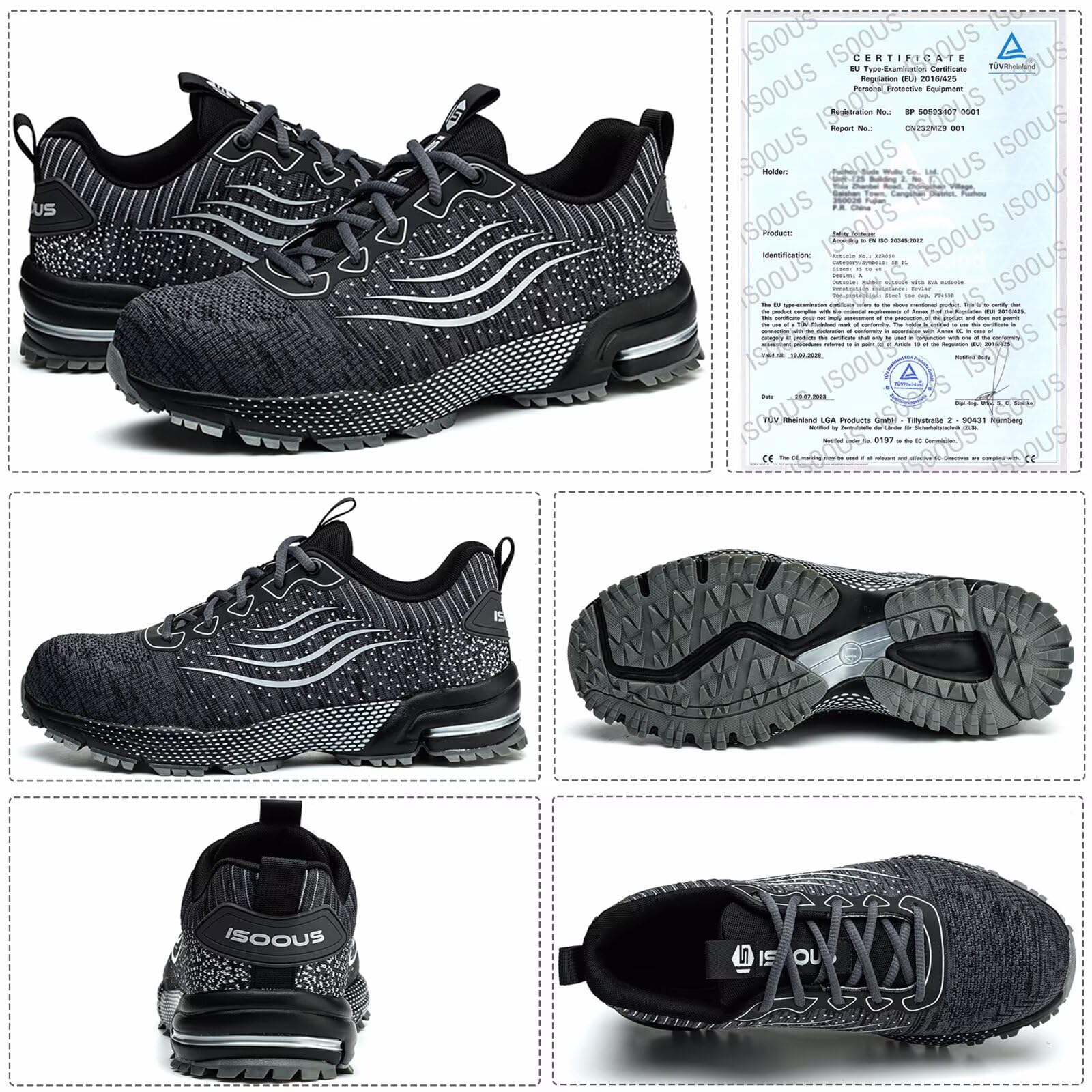 Scarpe Antinfortunistiche Uomo Donna Scarpe da Lavoro Leggere Traspiranti Scarpe da Cantiere con Punta in Acciaio