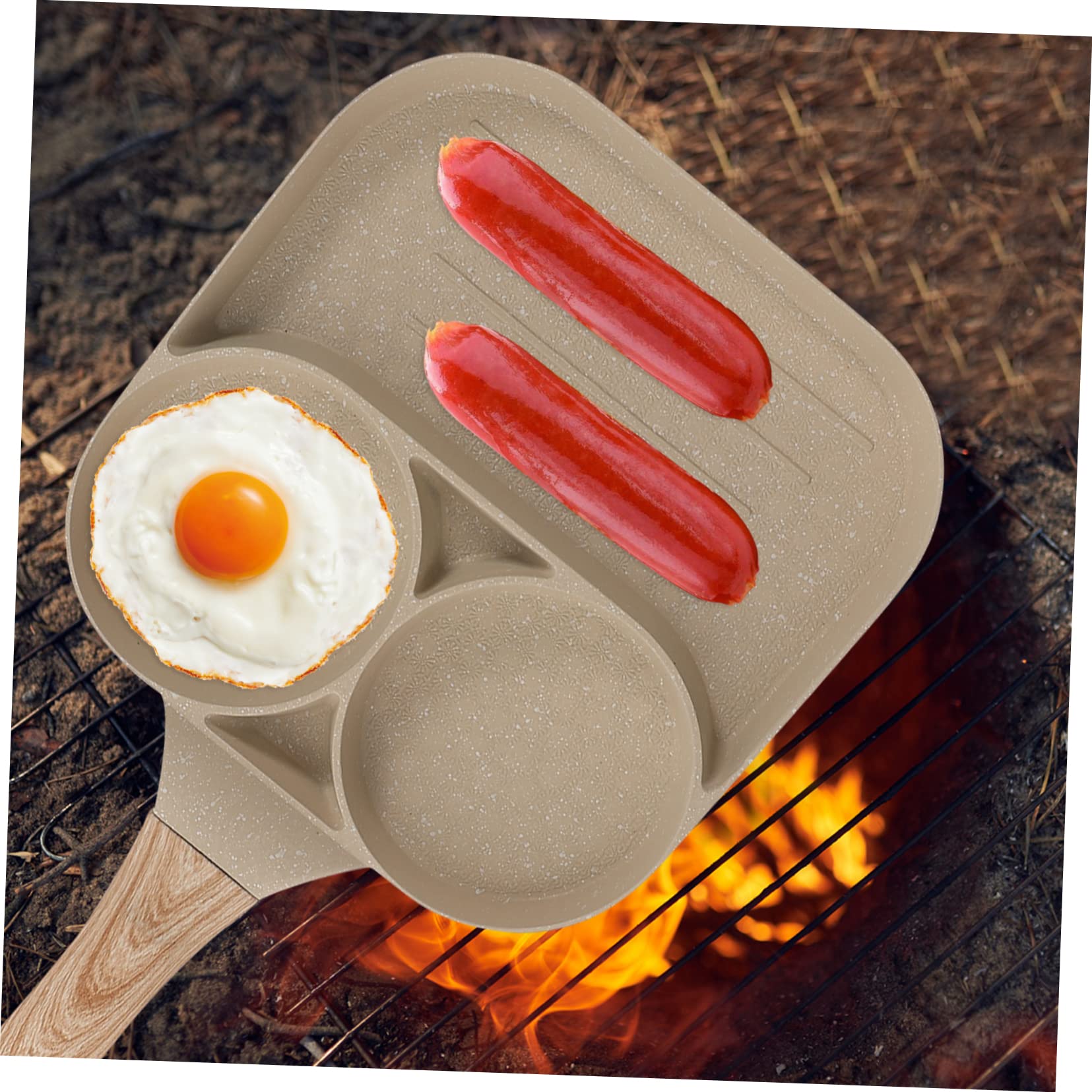 Cabilock 1Set Nonstick Camping Frying Pan Breakfast Egg Pan for Outdoor Cooking Easy to Clean Kitchen Frying Pan for Induction and Gas Stoves