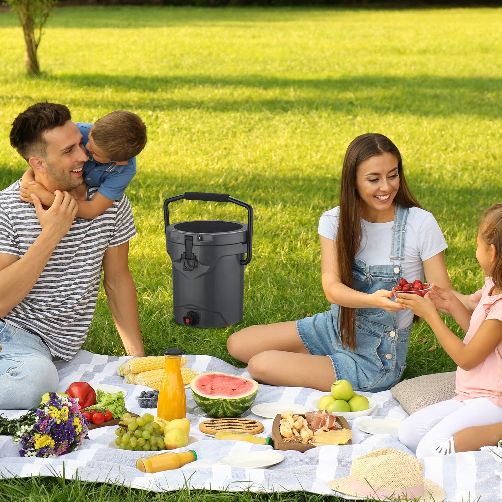 Dispositivo di raffreddamento portatile per auto, contenitore termico per alimenti, dispenser per bevande calde, per campeggiatori, escursionisti, picnic, eventi sportivi, viaggi su strada