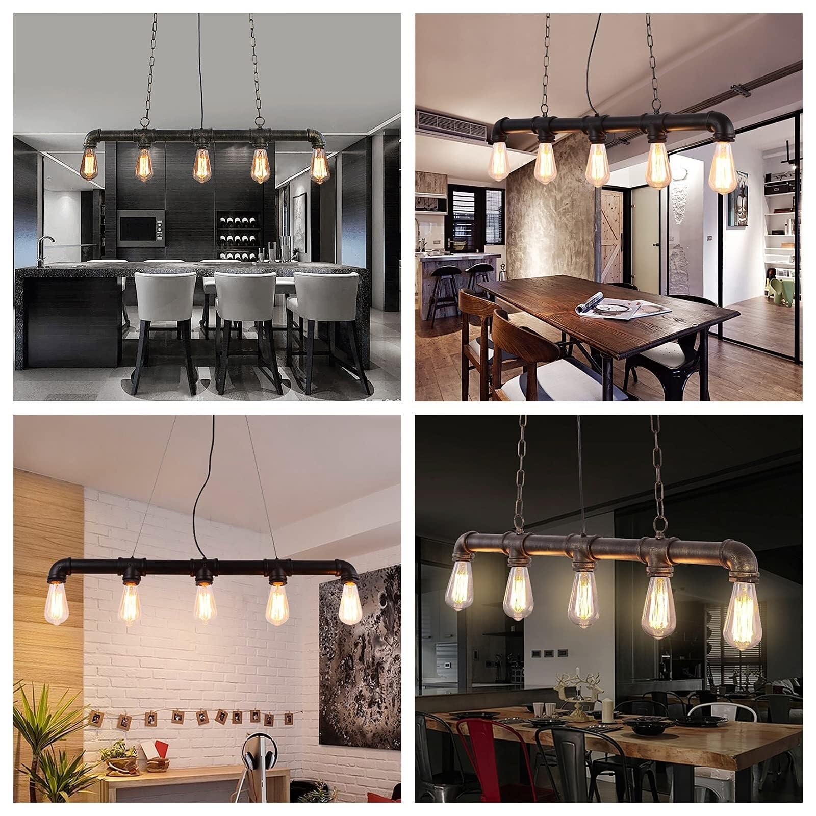 Wood Long Tube Pendant Light – Vintage Rustic Hanging Lamp, 3000K Warm Light, Farmhouse Style, For Dining Room, Bar, Bedroom